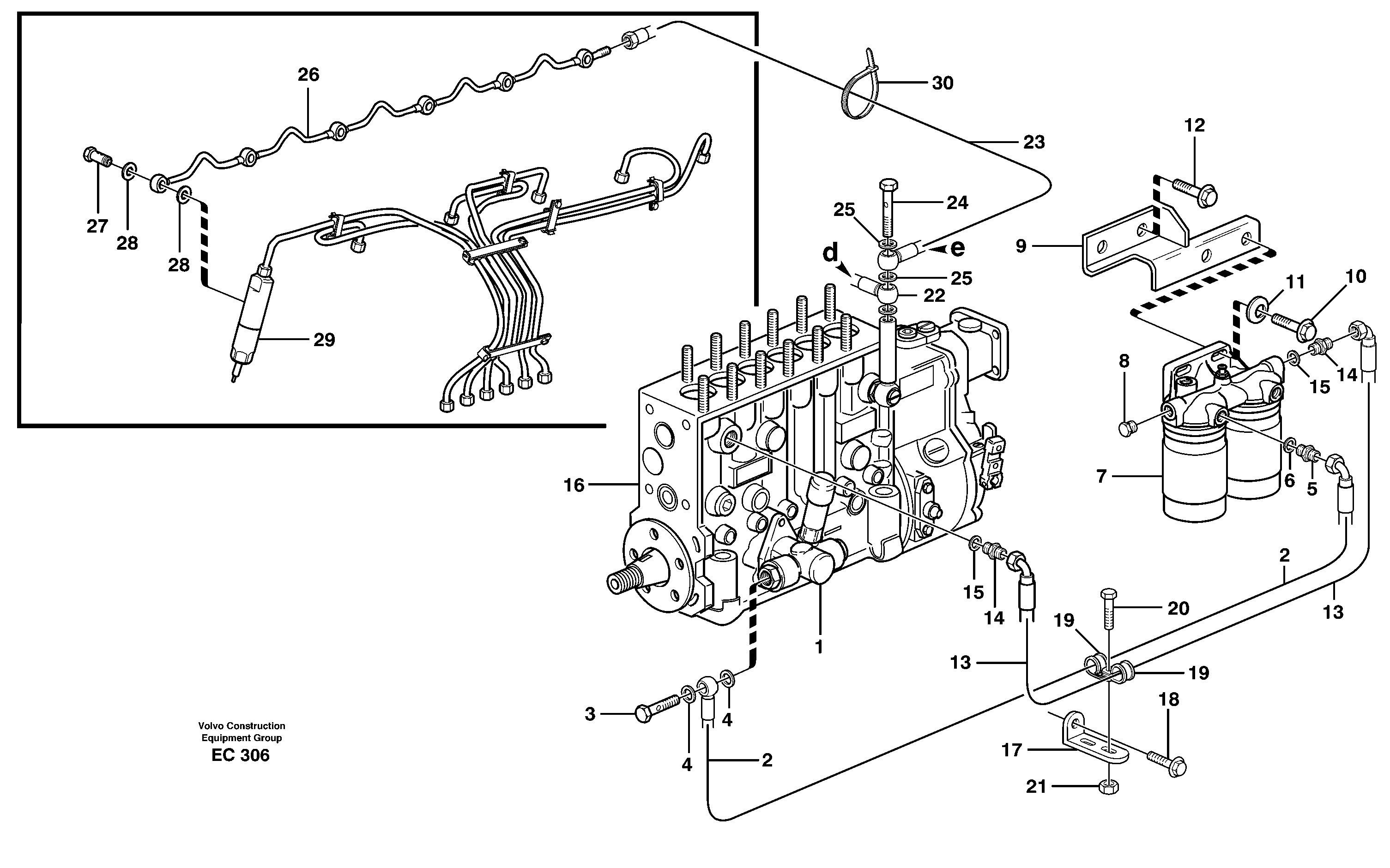 Схема запчастей Volvo L70D - 40948 Fuel pipes, injection pump - fuel filter L70D