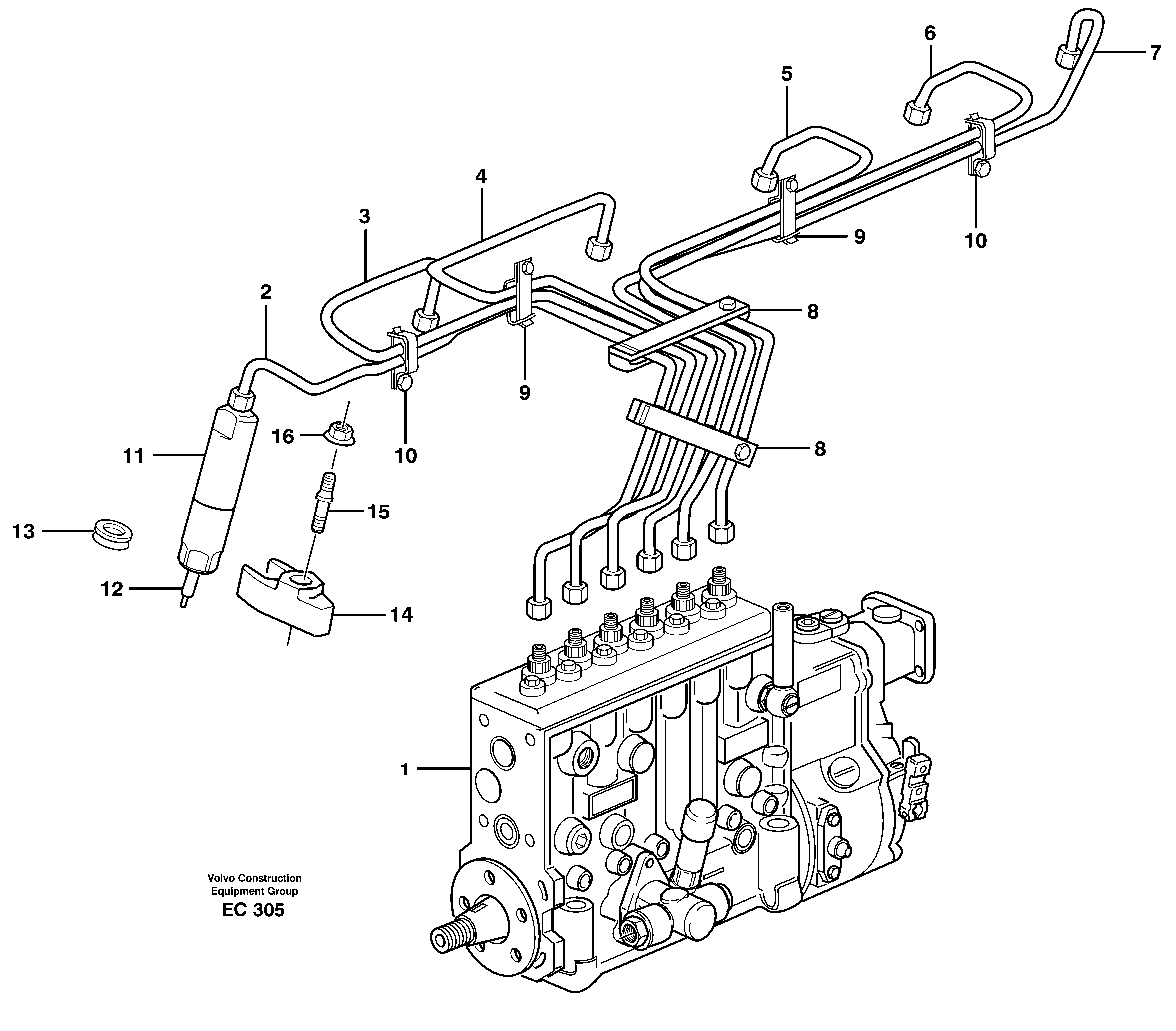 Схема запчастей Volvo L70D - 26927 Fuel lines, injectors L70D