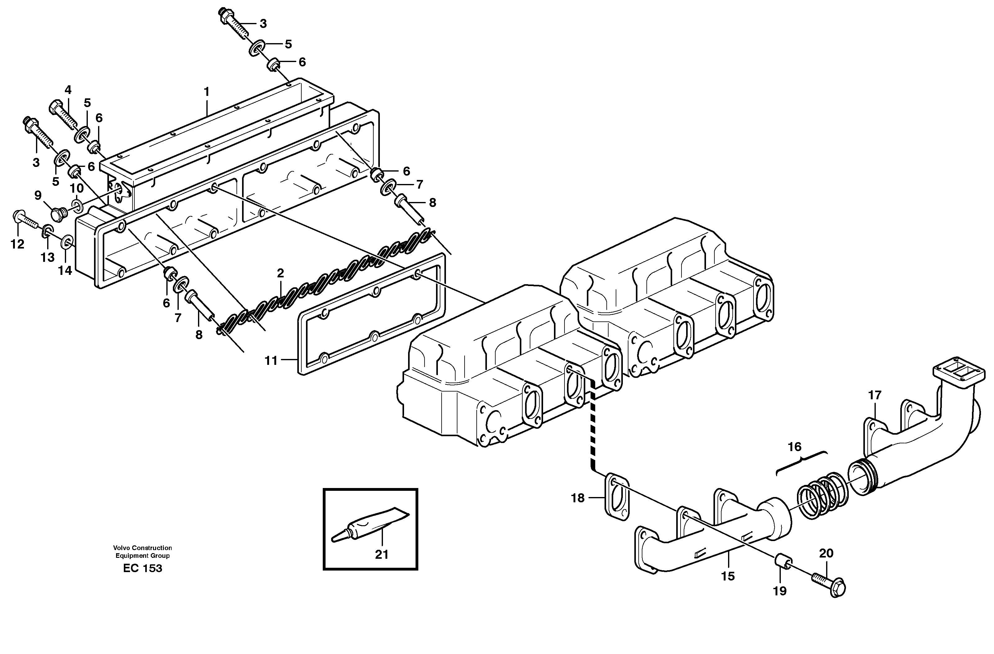 Схема запчастей Volvo L70D - 50088 Inlet manifold and exhaust manifold L70D