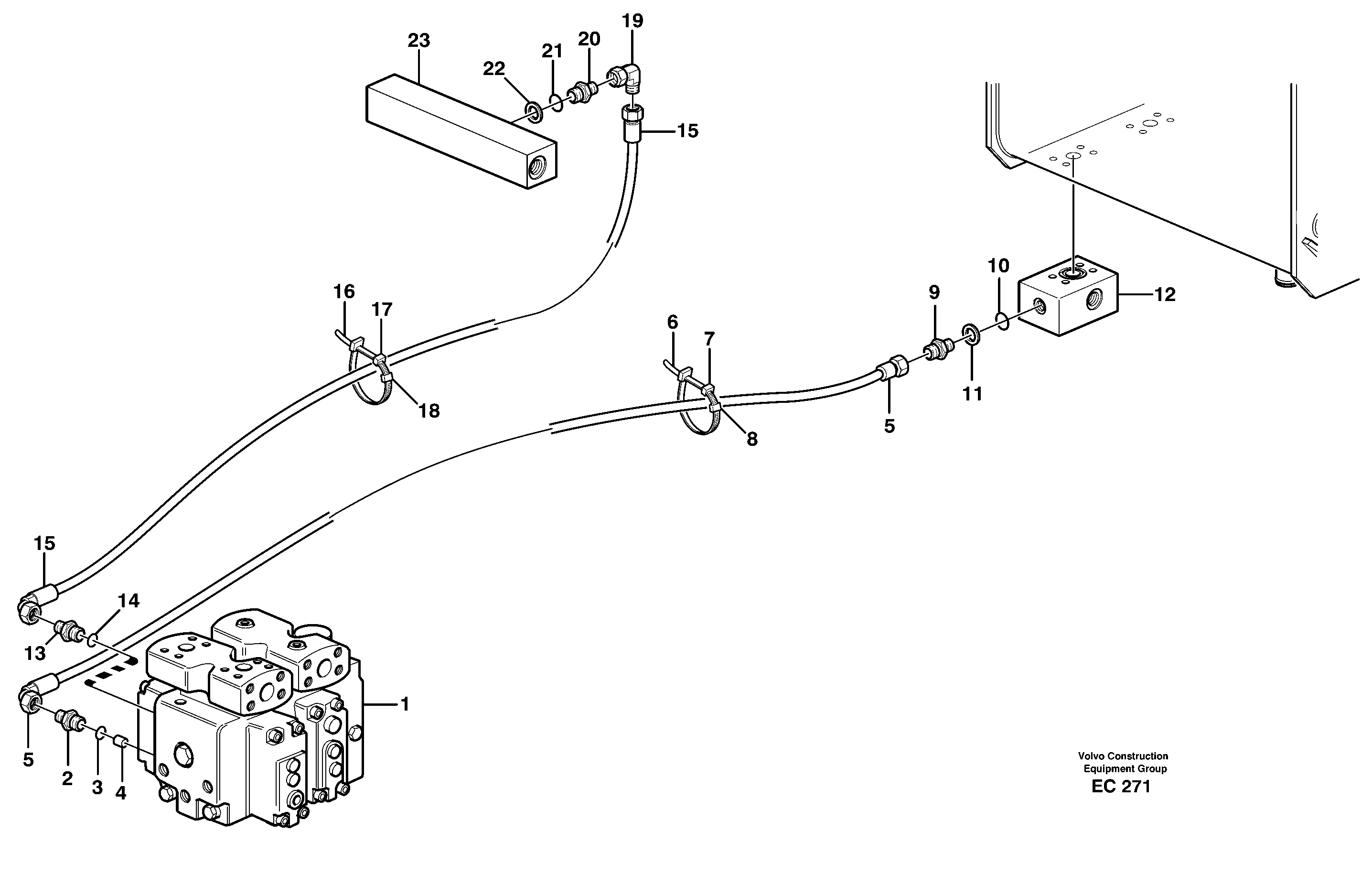 Схема запчастей Volvo L70D - 26994 Draining line - control valve L70D