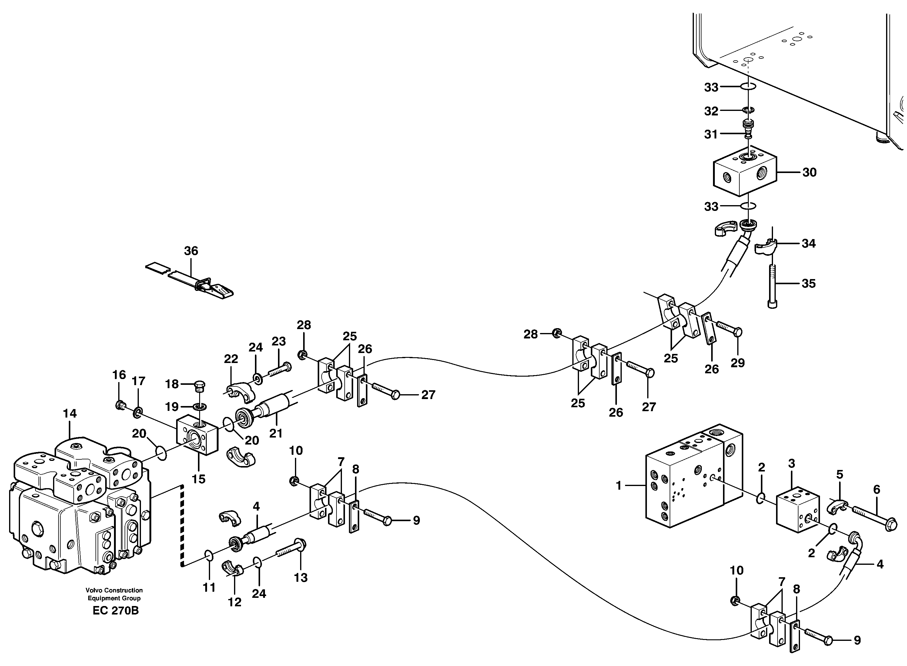 Схема запчастей Volvo L70D - 50073 Feed- and return lines - control valve L70D