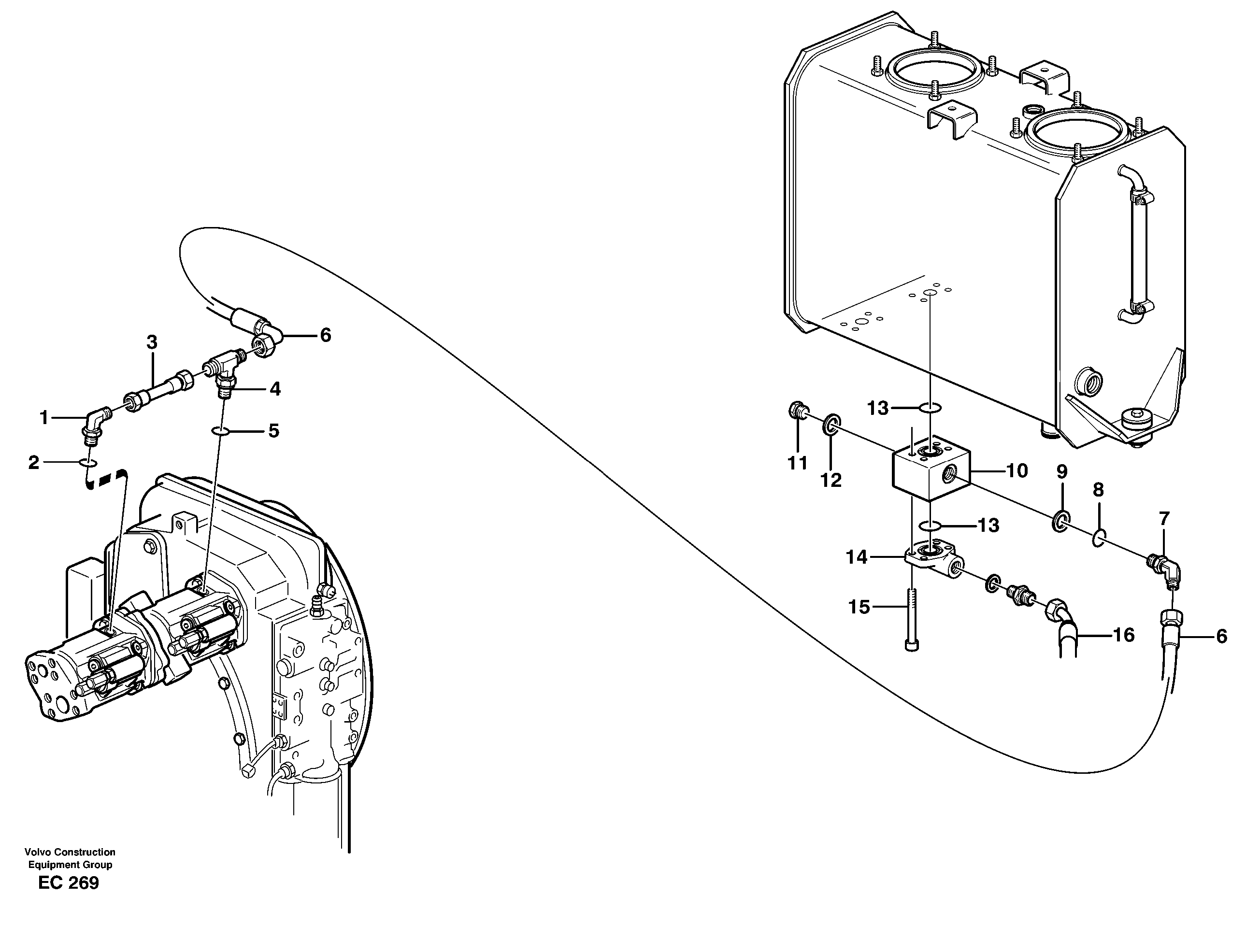 Схема запчастей Volvo L70D - 54728 Leak-off line, pump L70D