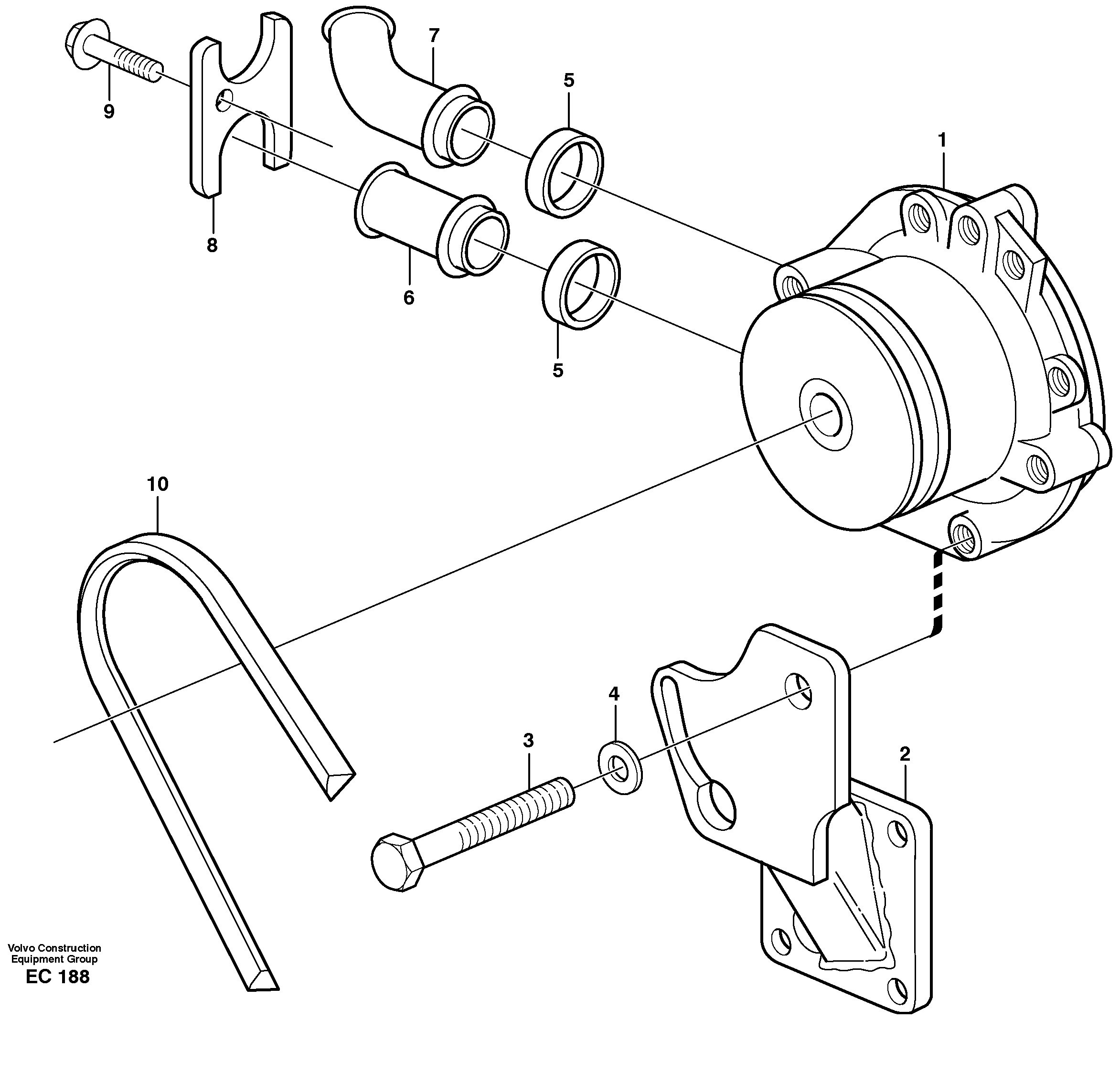 Схема запчастей Volvo L70D - 38347 Waterpump, assembly L70D