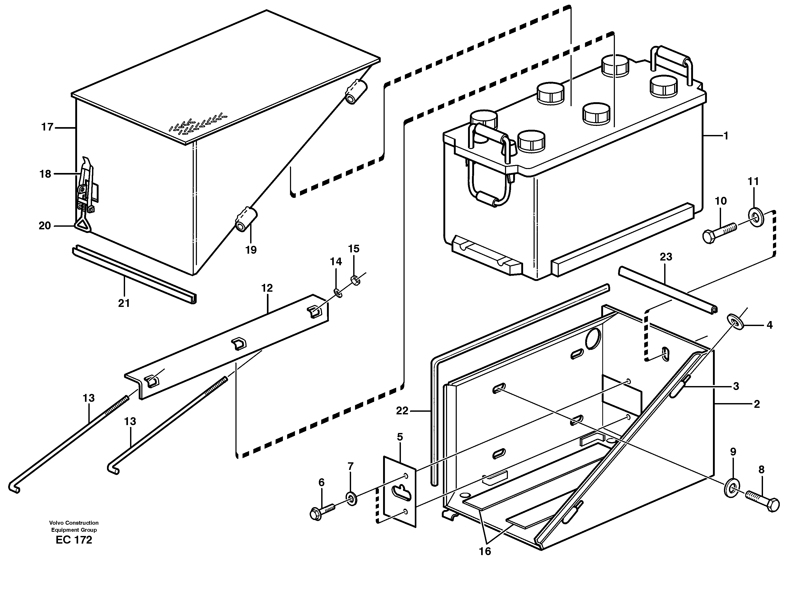 Схема запчастей Volvo L70D - 66169 Battery box, assembly L70D