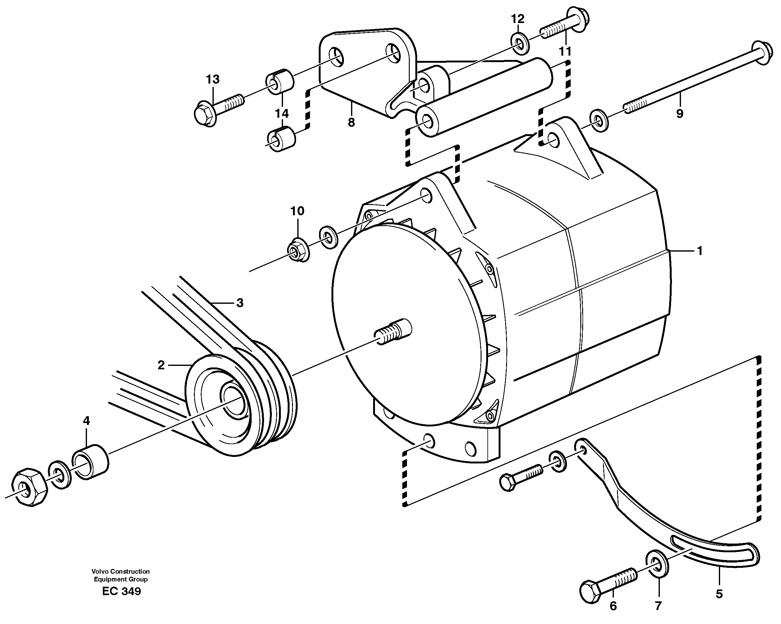 Схема запчастей Volvo L70D - 24202 Alternator with fitting parts, 100amp L70D