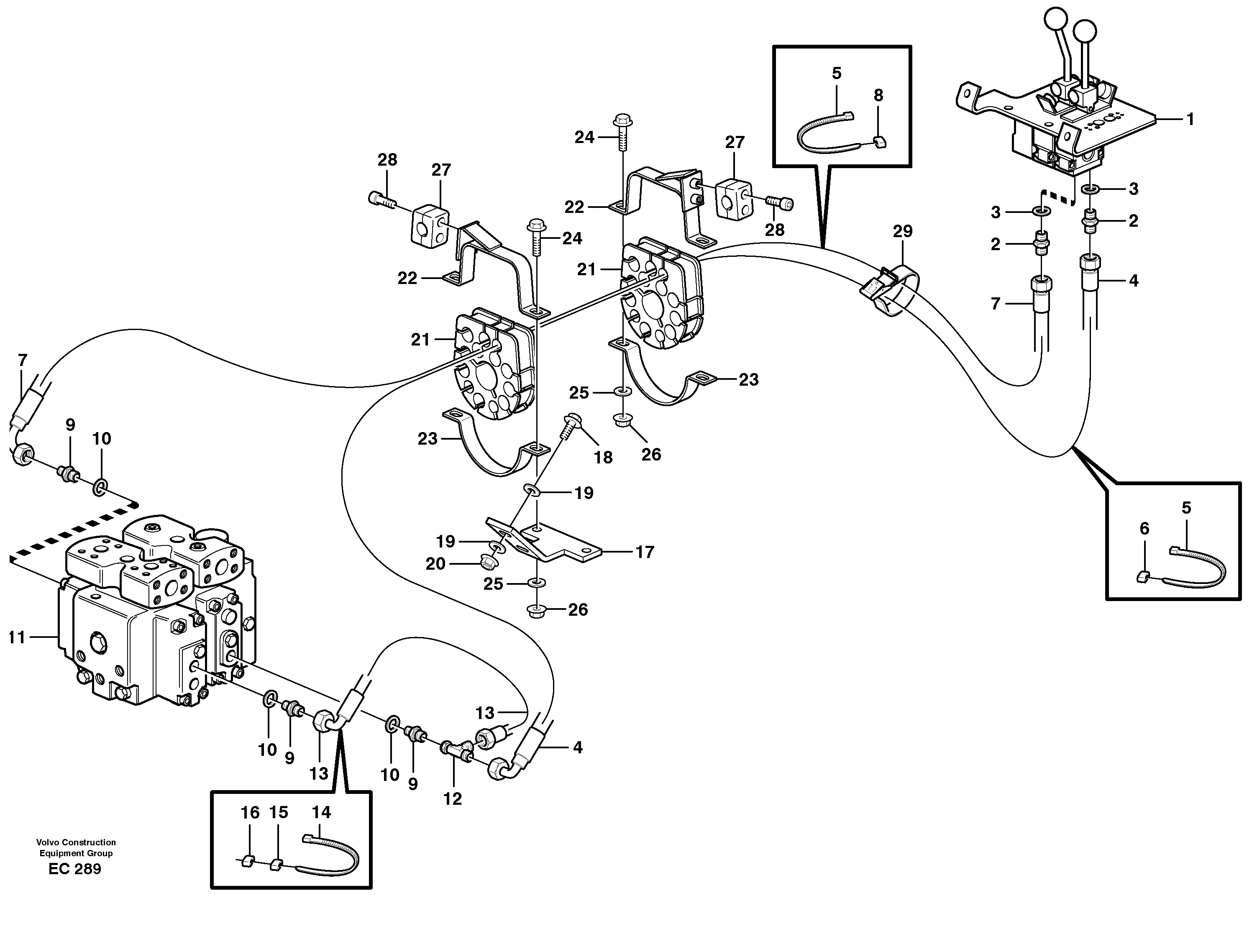 Схема запчастей Volvo L70D - 91307 Servo - hydraulic, control lines, tilt L70D