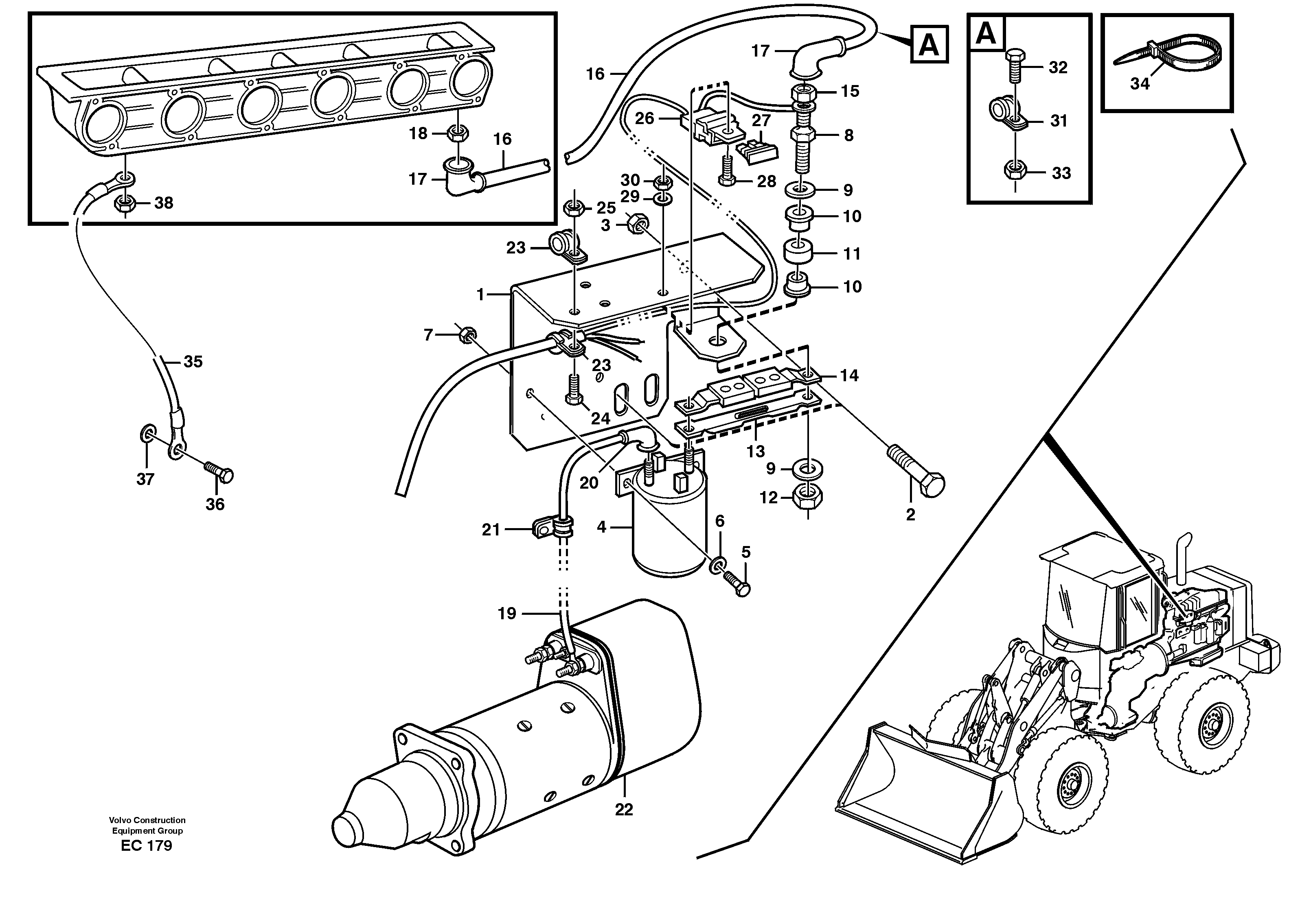 Схема запчастей Volvo L70D - 103468 Pre-heater with fitting parts L70D