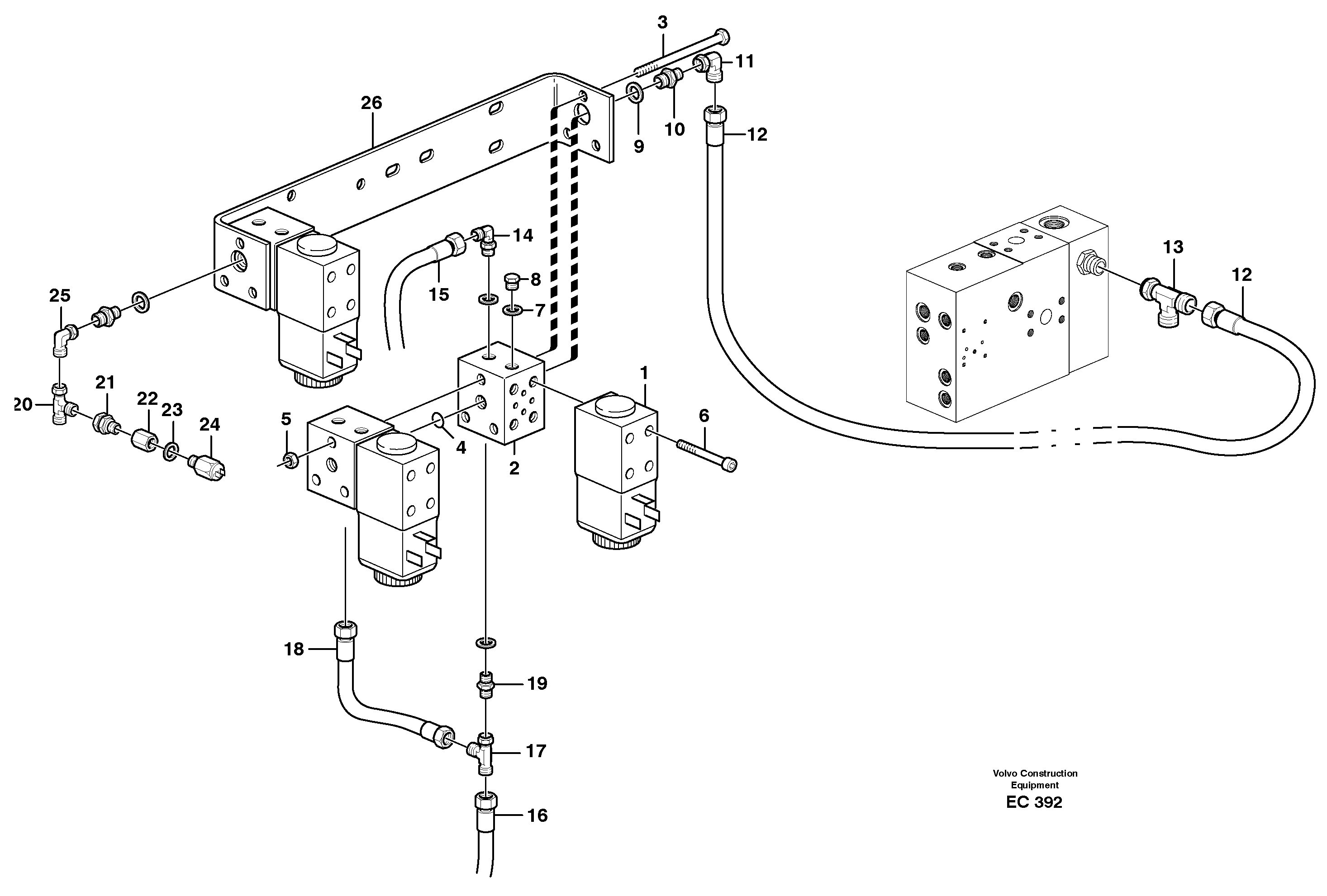 Схема запчастей Volvo L70D - 14327 Boom suspension system, valves and nipples L70D