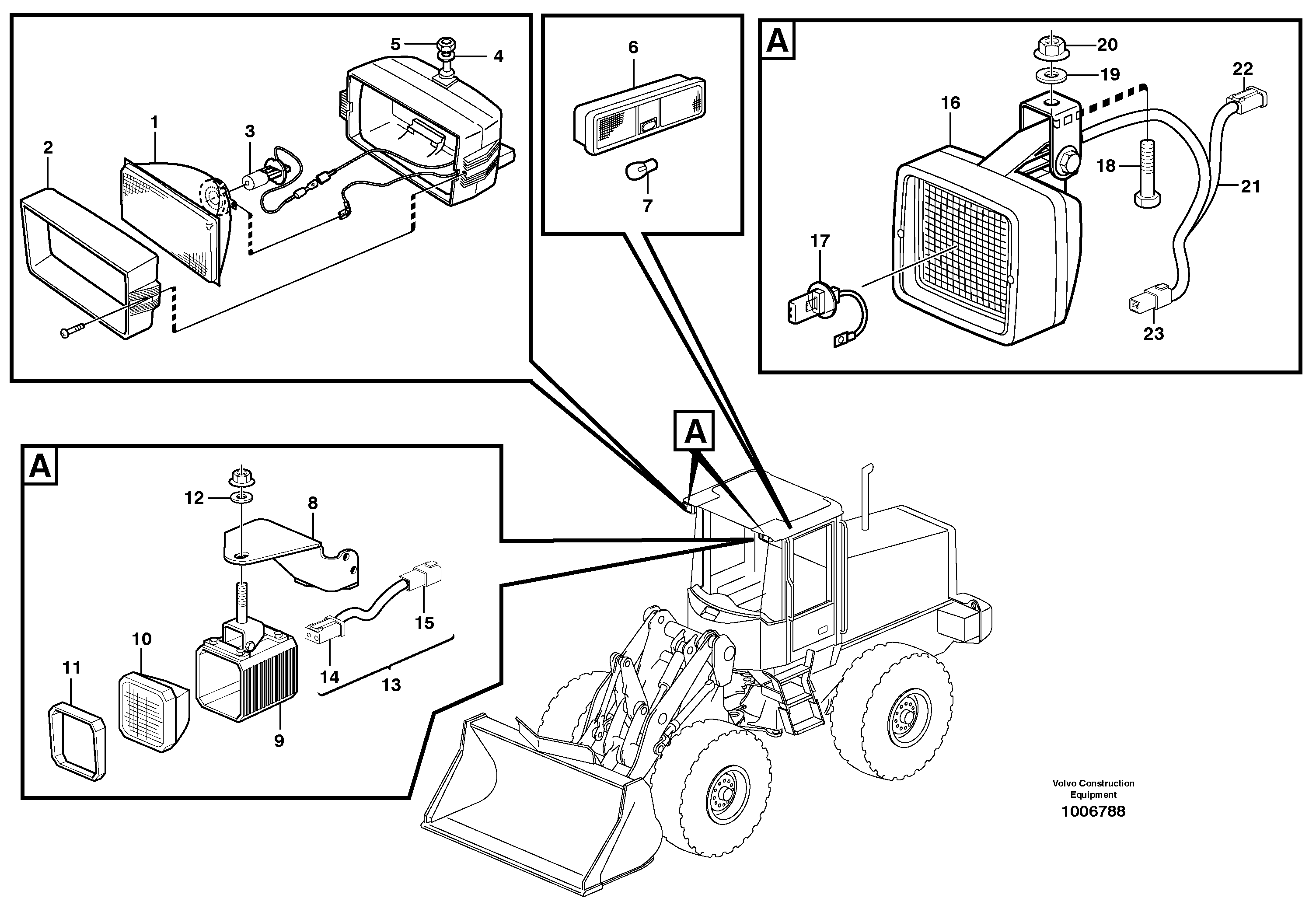 Схема запчастей Volvo L70D - 36644 Lighting, cab L70D