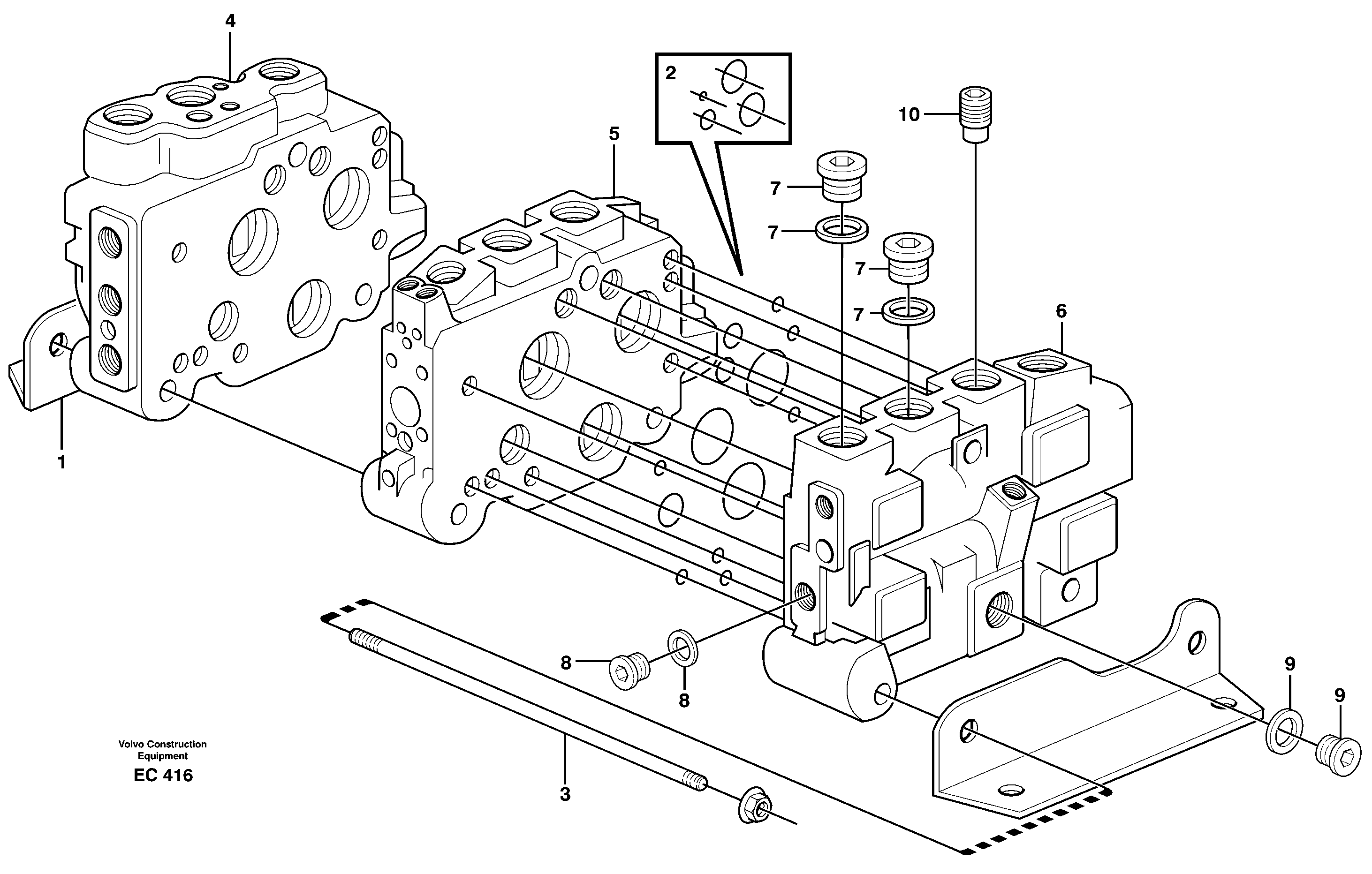 Схема запчастей Volvo L70D - 21745 Valve section with assembly parts L70D