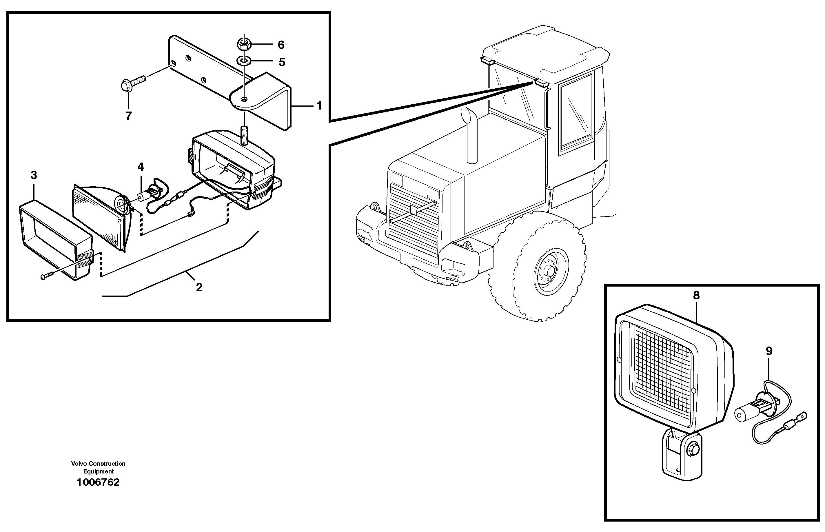 Схема запчастей Volvo L70D - 21472 Work lights, rear L70D