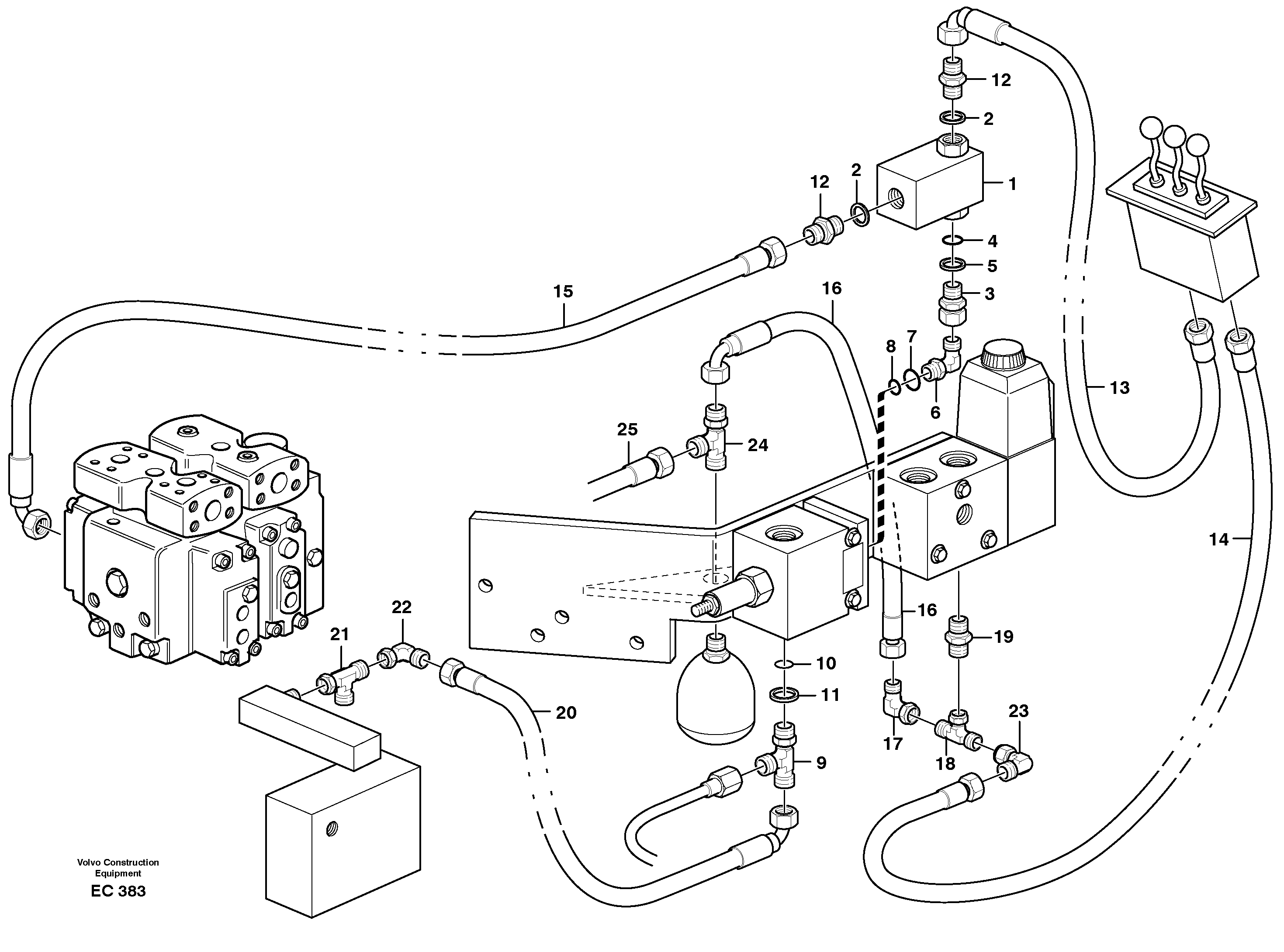 Схема запчастей Volvo L70D - 43070 Servo hydraulic: hydraulic lines L70D