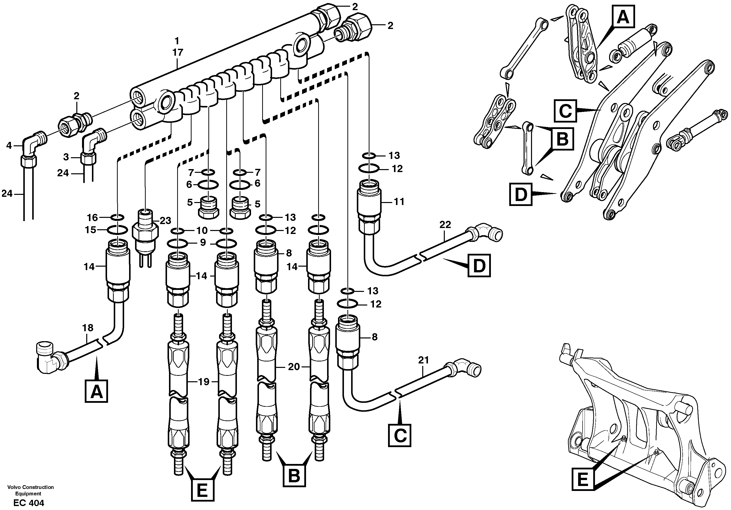 Схема запчастей Volvo L70D - 56441 Distribution block, B2 L70D