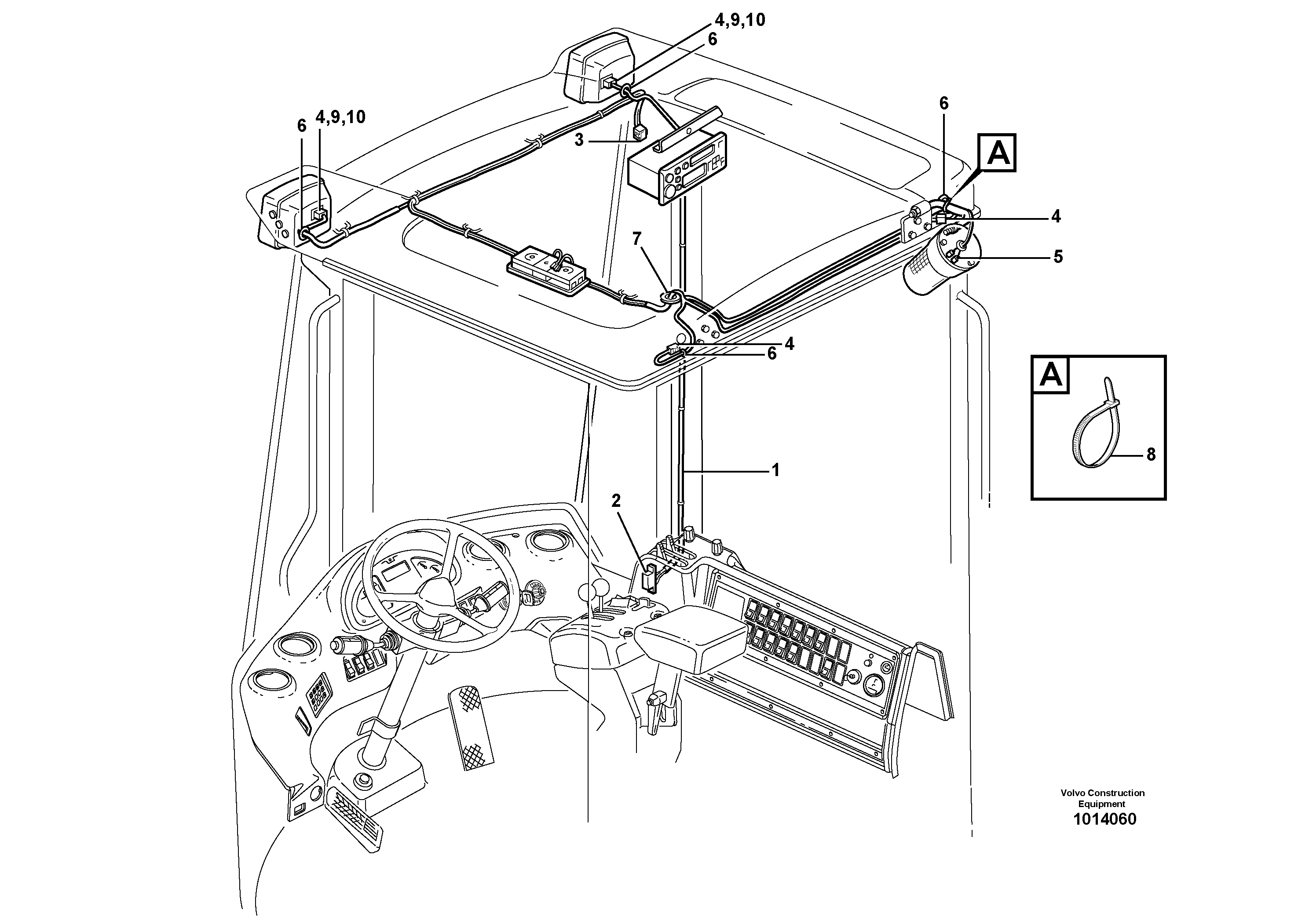 Схема запчастей Volvo L70D - 36672 Cable harness, ceiling L70D