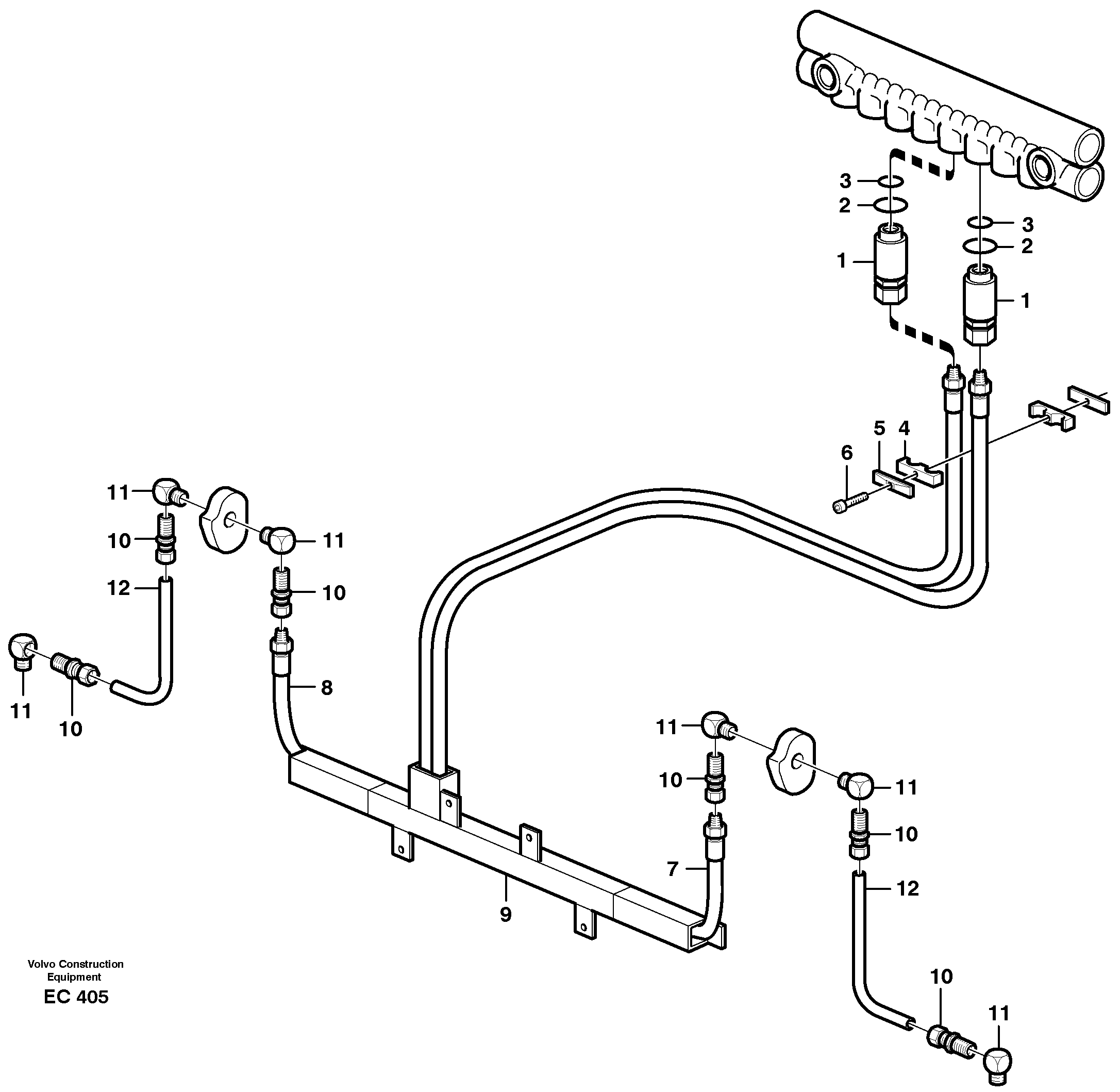 Схема запчастей Volvo L70D - 57084 Central lubrication, tool bar L70D