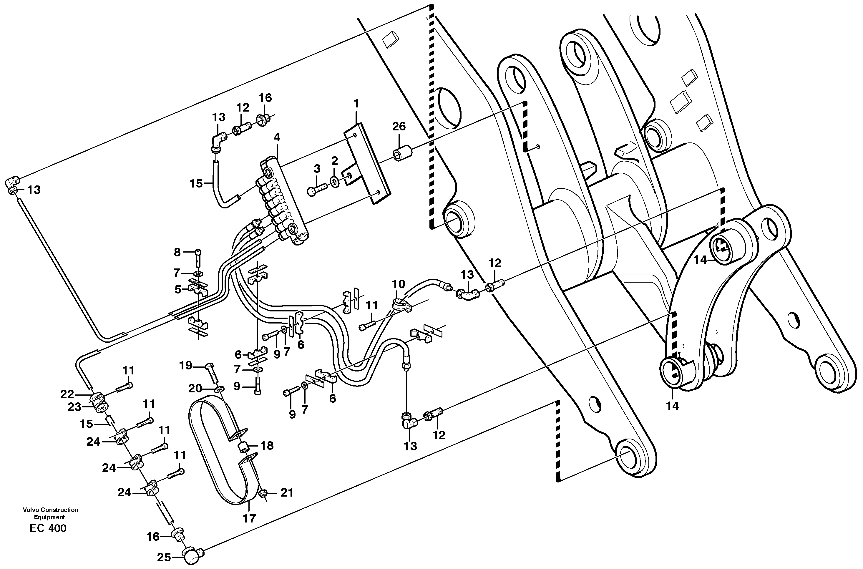 Схема запчастей Volvo L70D - 70134 Central lubrication with fitting parts. B2 L70D