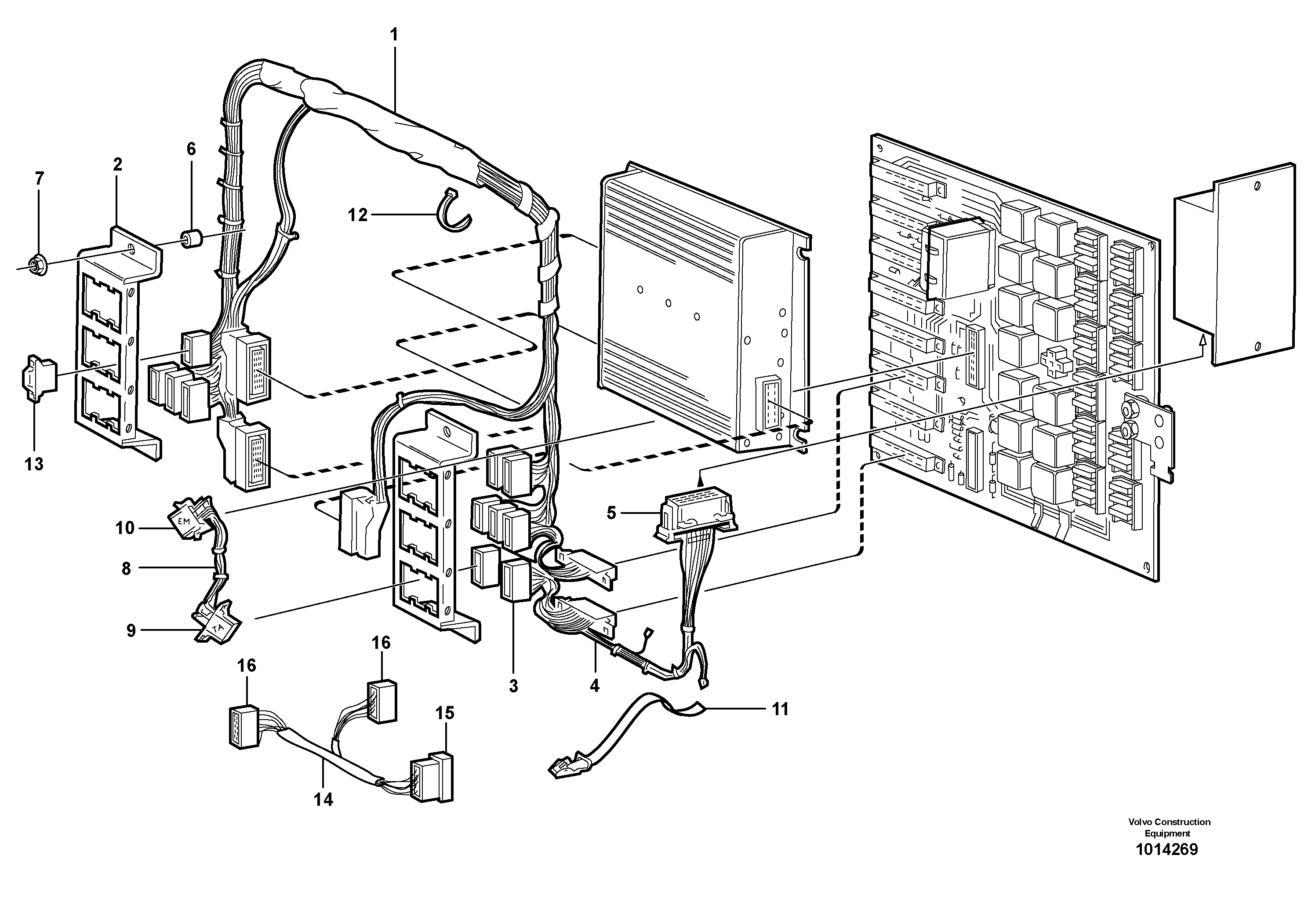 Схема запчастей Volvo L70D - 34505 Electrical distribution unit and cable harness L70D