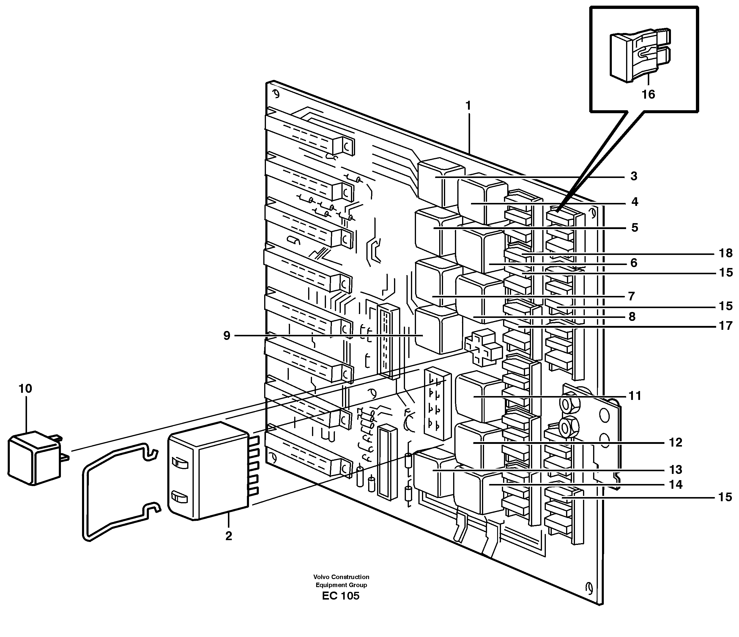 Схема запчастей Volvo L70D - 66047 Circuit board L70D