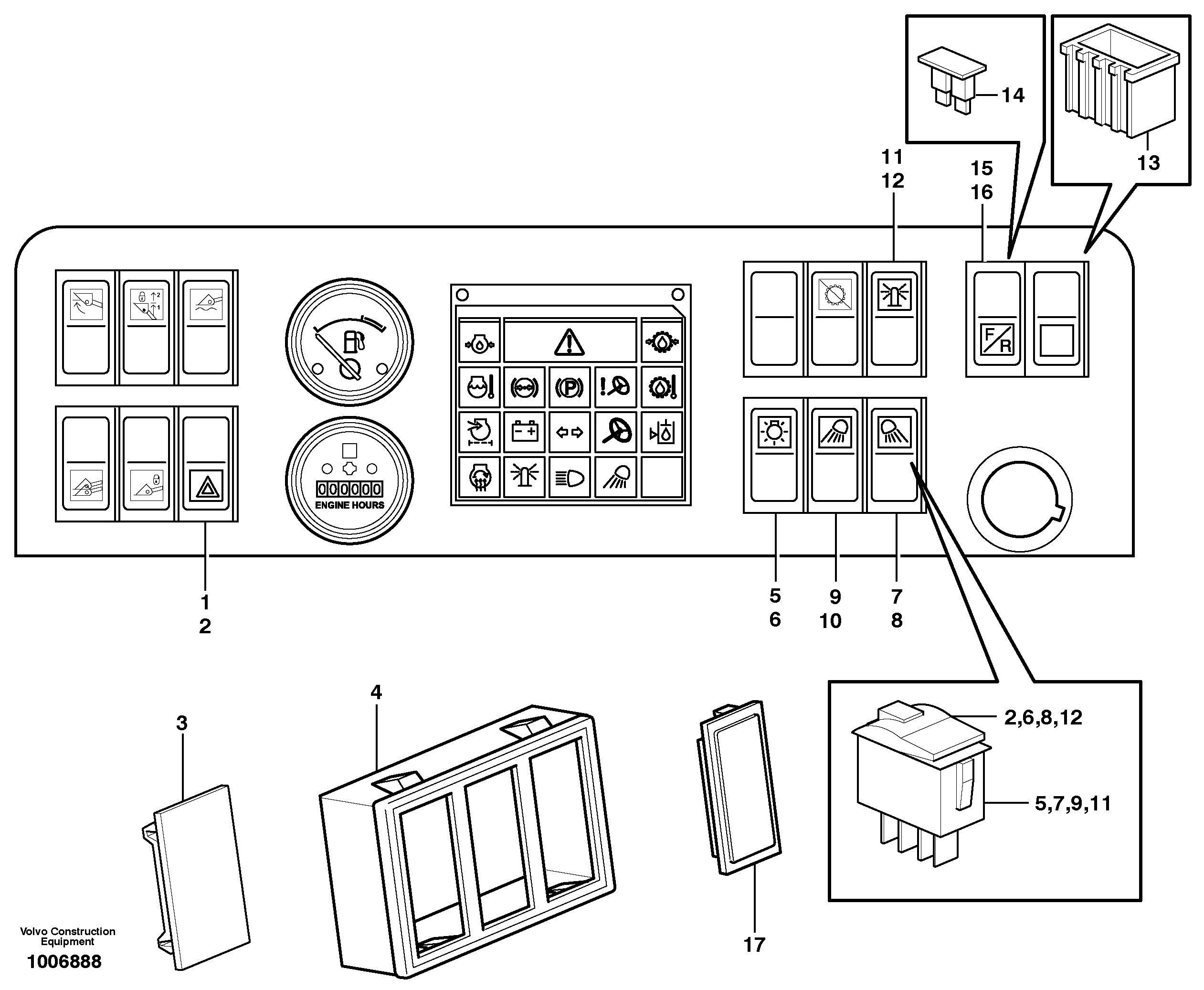 Схема запчастей Volvo L70D - 32530 Switch panel L70D