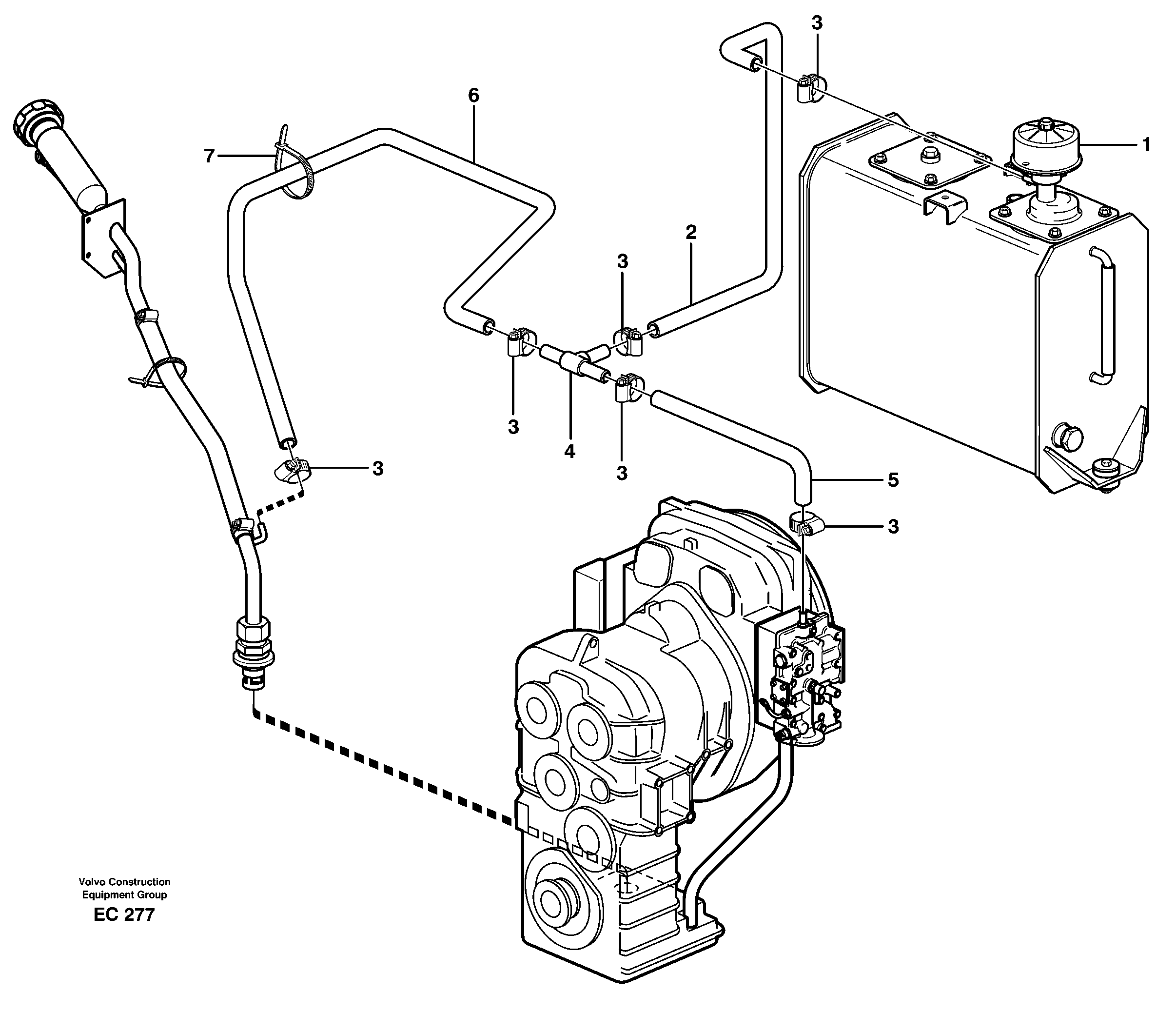 Схема запчастей Volvo L70D - 74279 Ventilation for transmission L70D