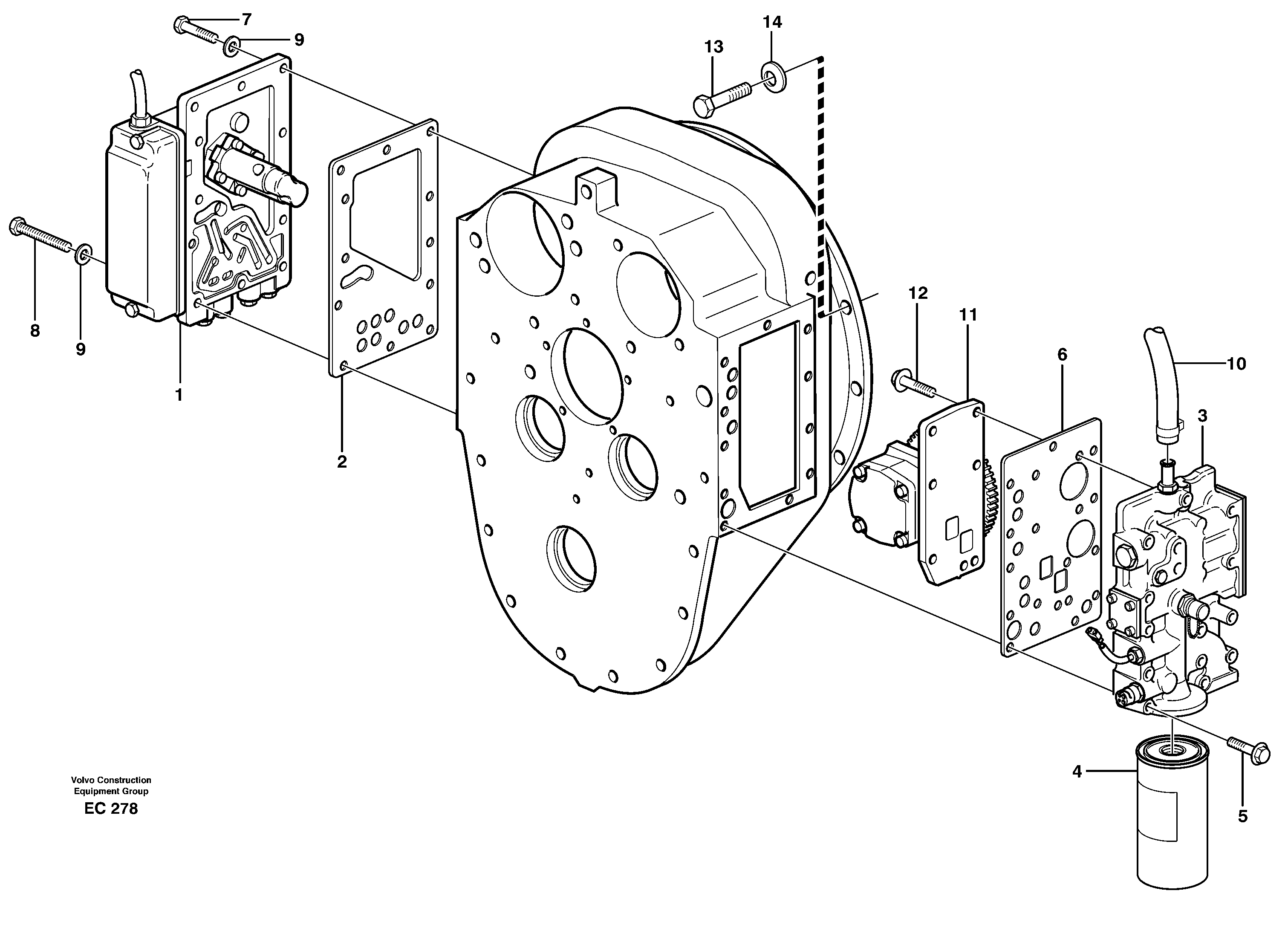 Схема запчастей Volvo L70D - 27594 Range selector valve, pressure limiting valve and pump L70D