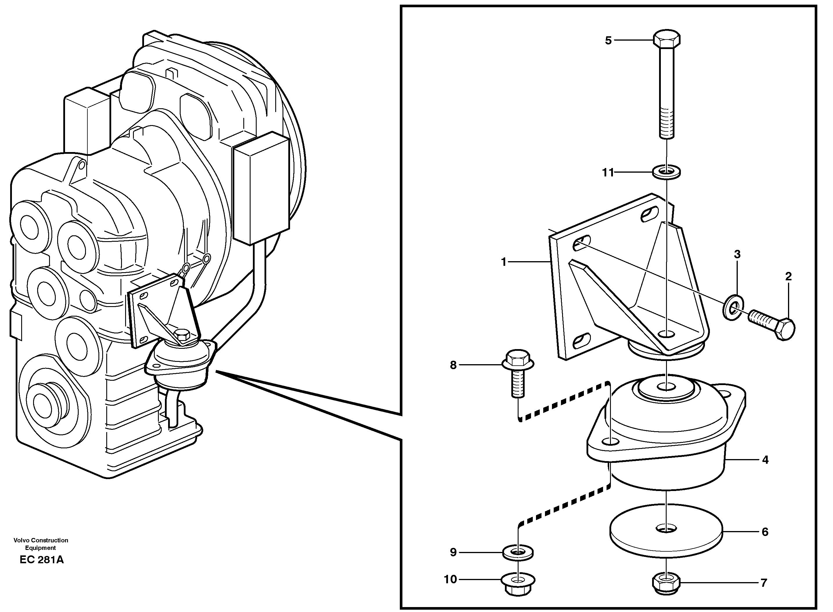 Схема запчастей Volvo L70D - 24264 Gear box housing with fitting parts L70D