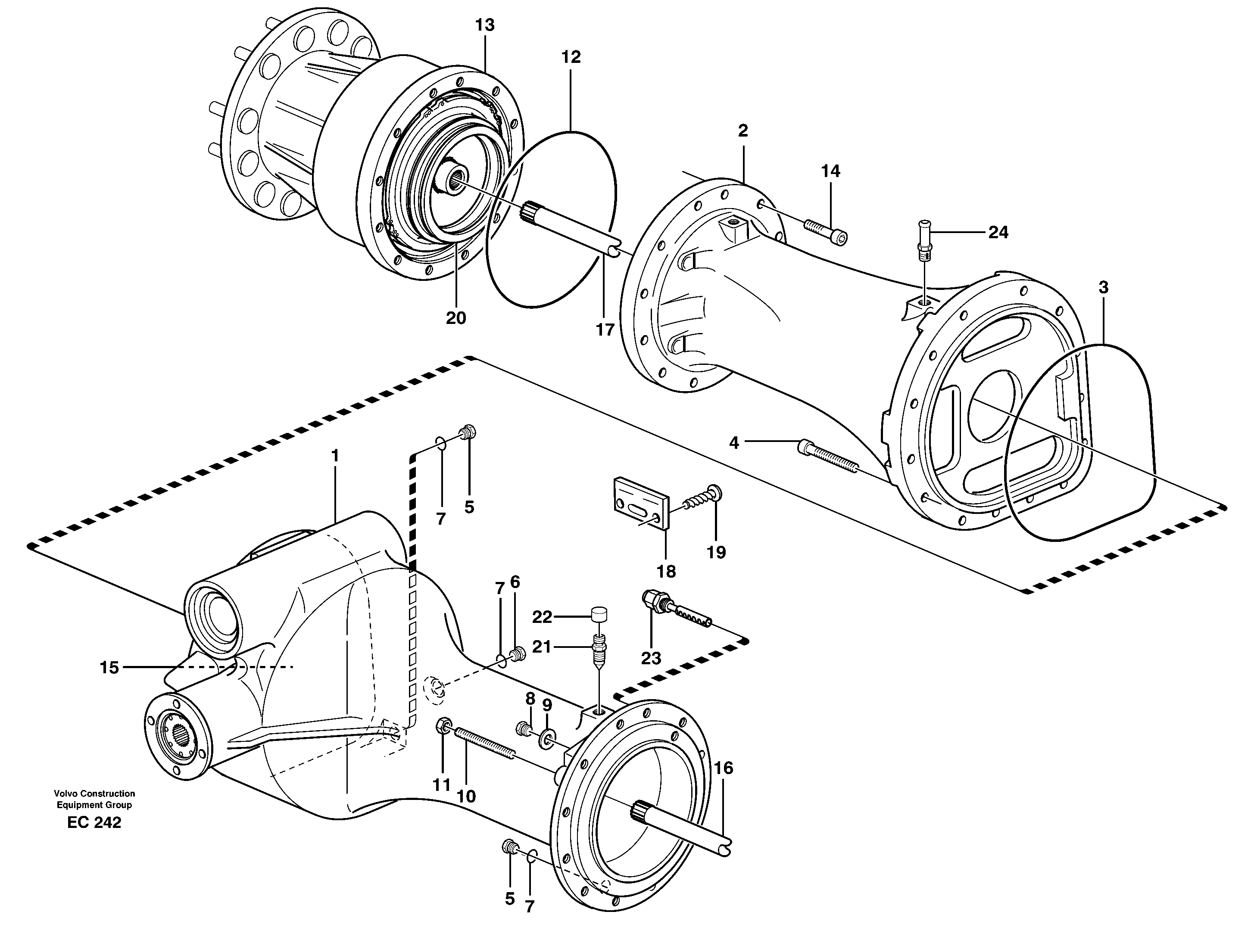 Схема запчастей Volvo L70D - 1493 Planet shaft, rear L70D