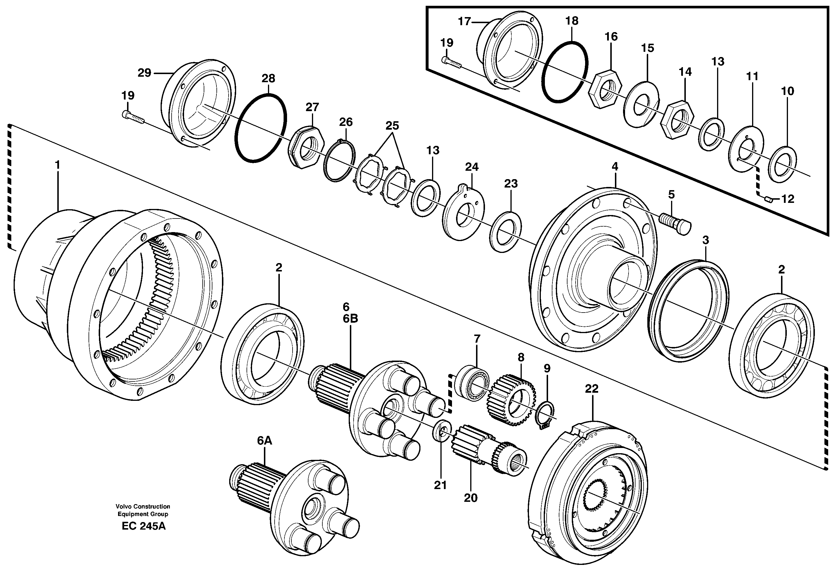 Схема запчастей Volvo L70D - 30062 Planetary axle, rear L70D