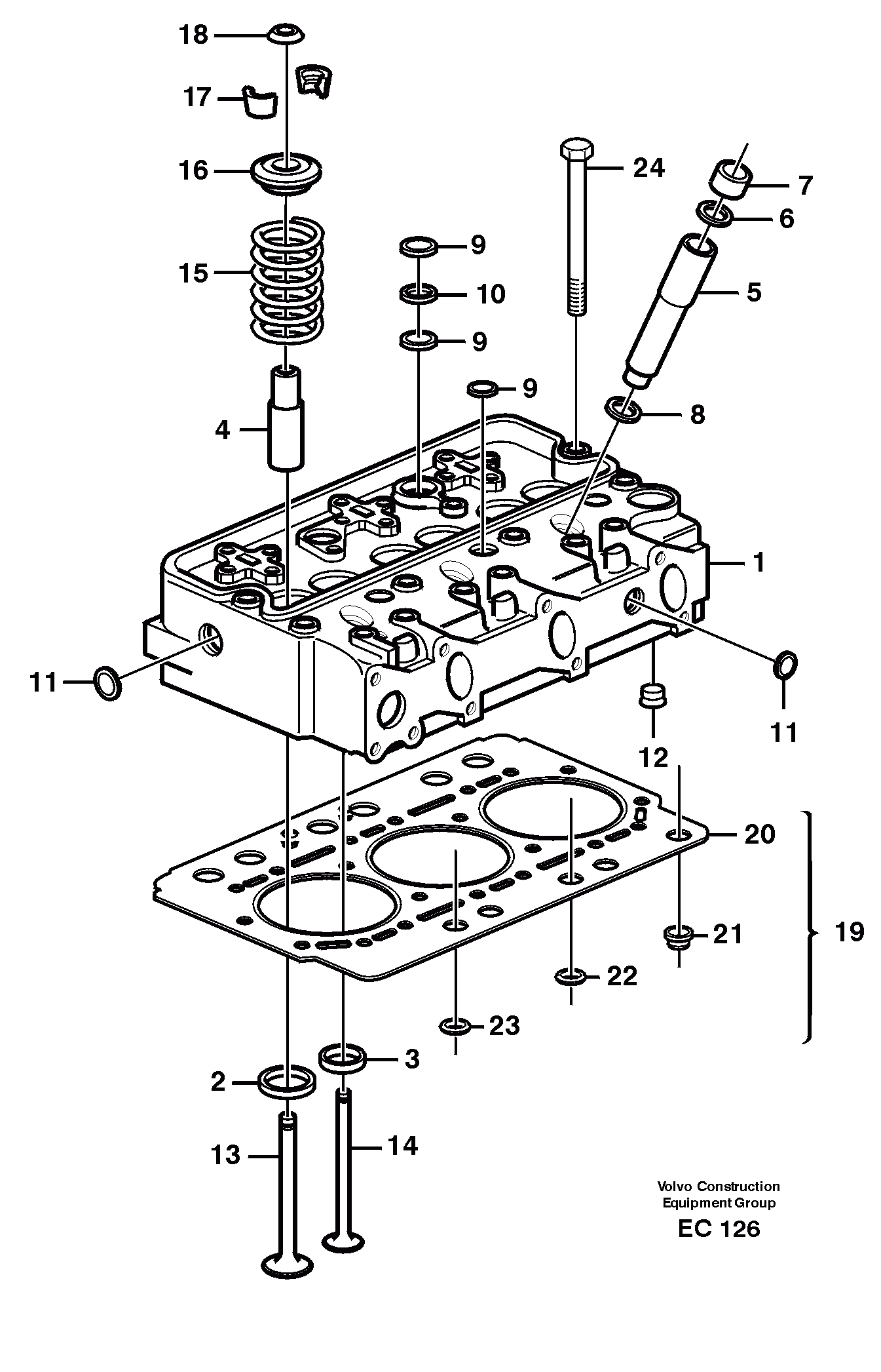 Схема запчастей Volvo L70D - 23194 Головка блока цилиндров L70D