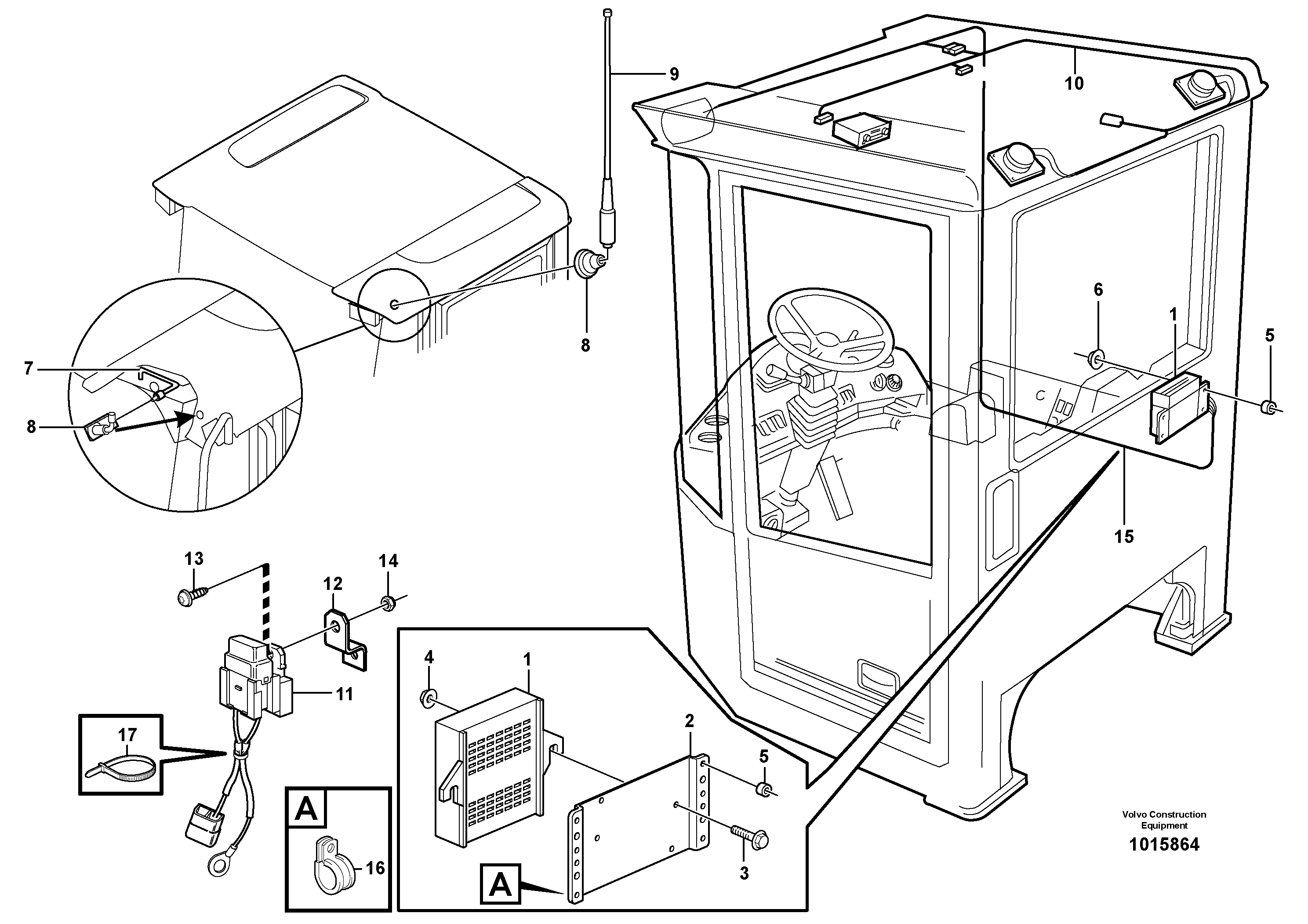 Схема запчастей Volvo L120D - 105399 Voltage converter and cable harness for radio L120D