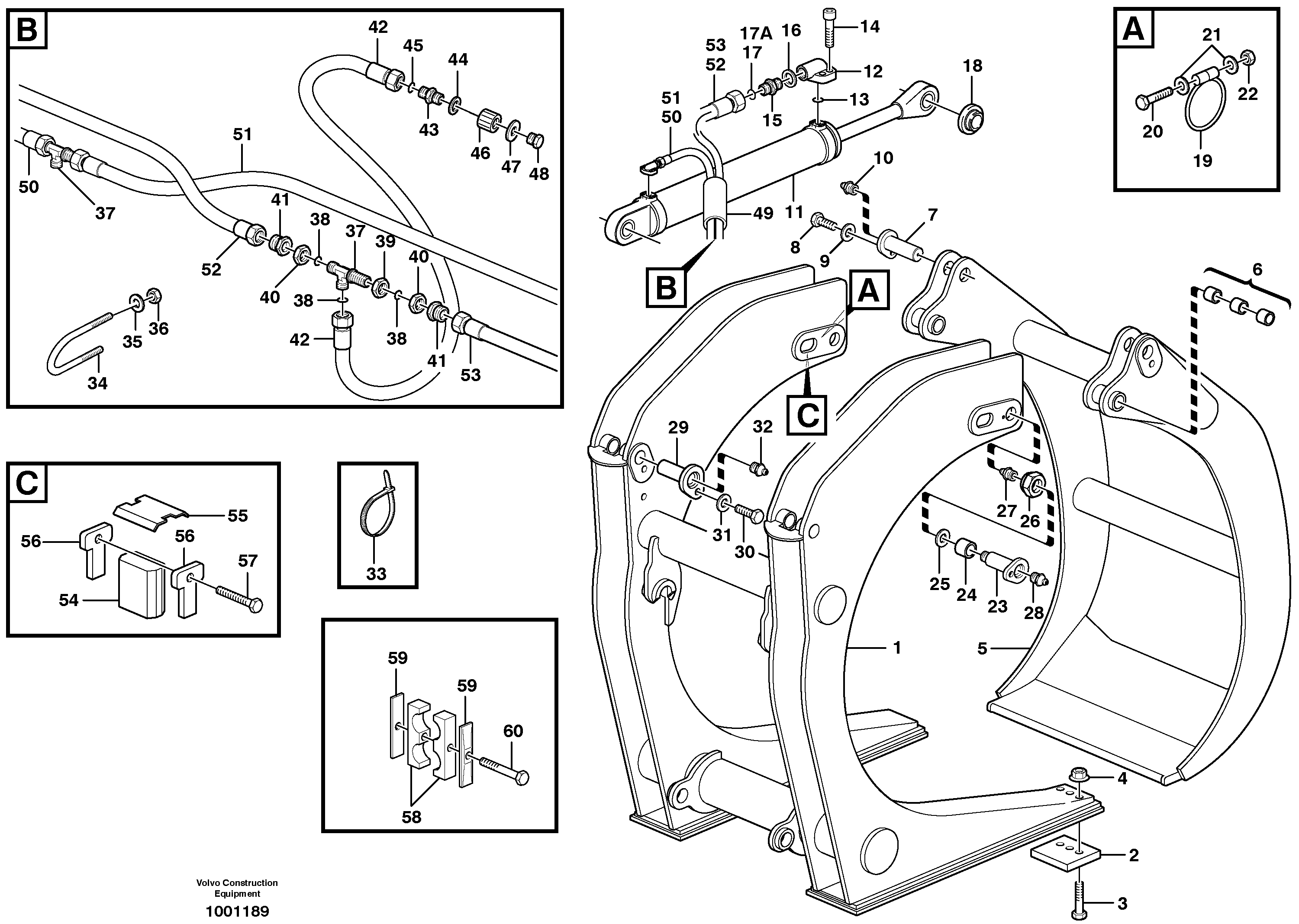 Схема запчастей Volvo L120D - 25682 Unloading grapple ATTACHMENTS ATTACHMENTS WHEEL LOADERS GEN. D - E