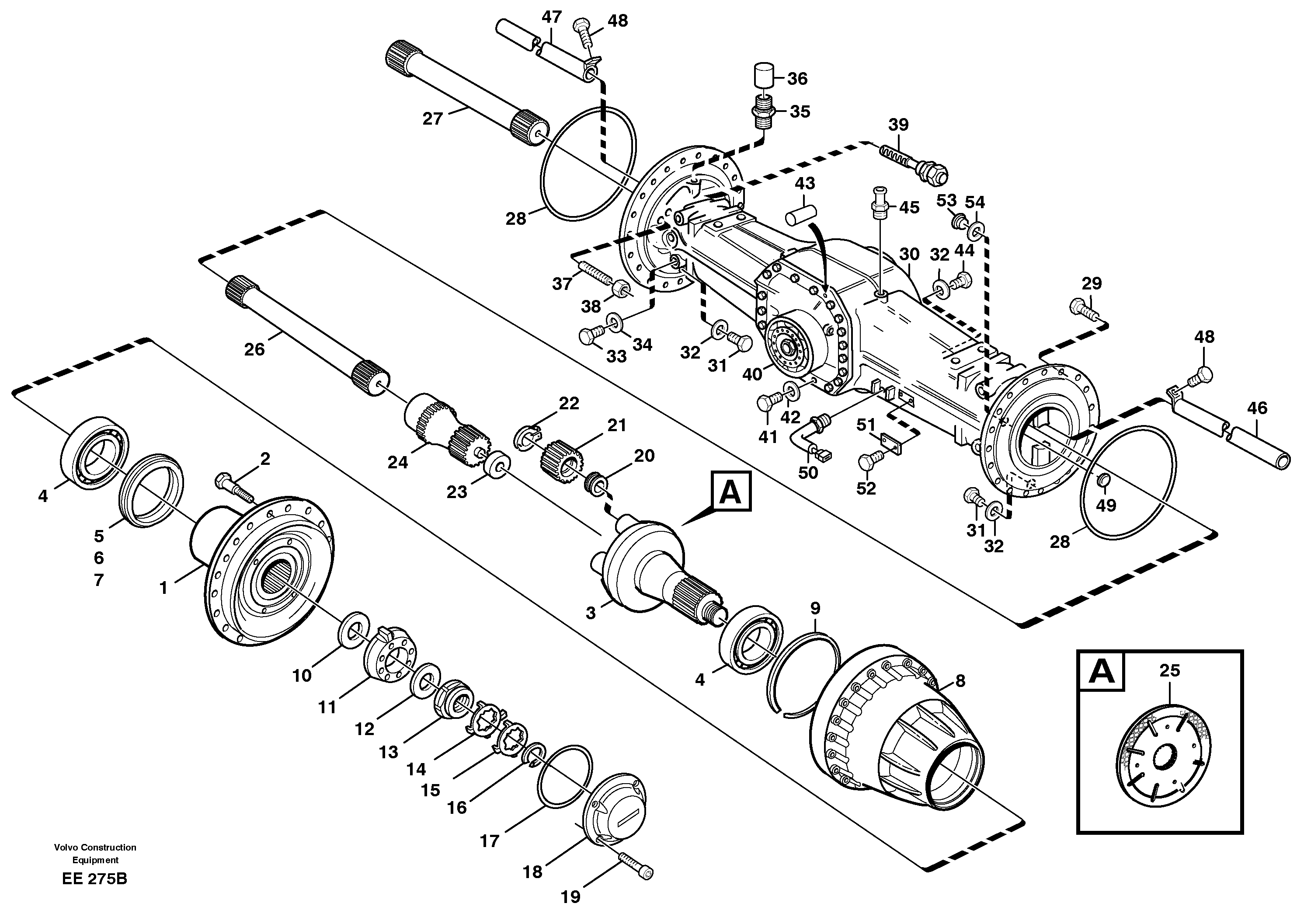 Схема запчастей Volvo L120D - 3056 Planet shaft, rear L120D