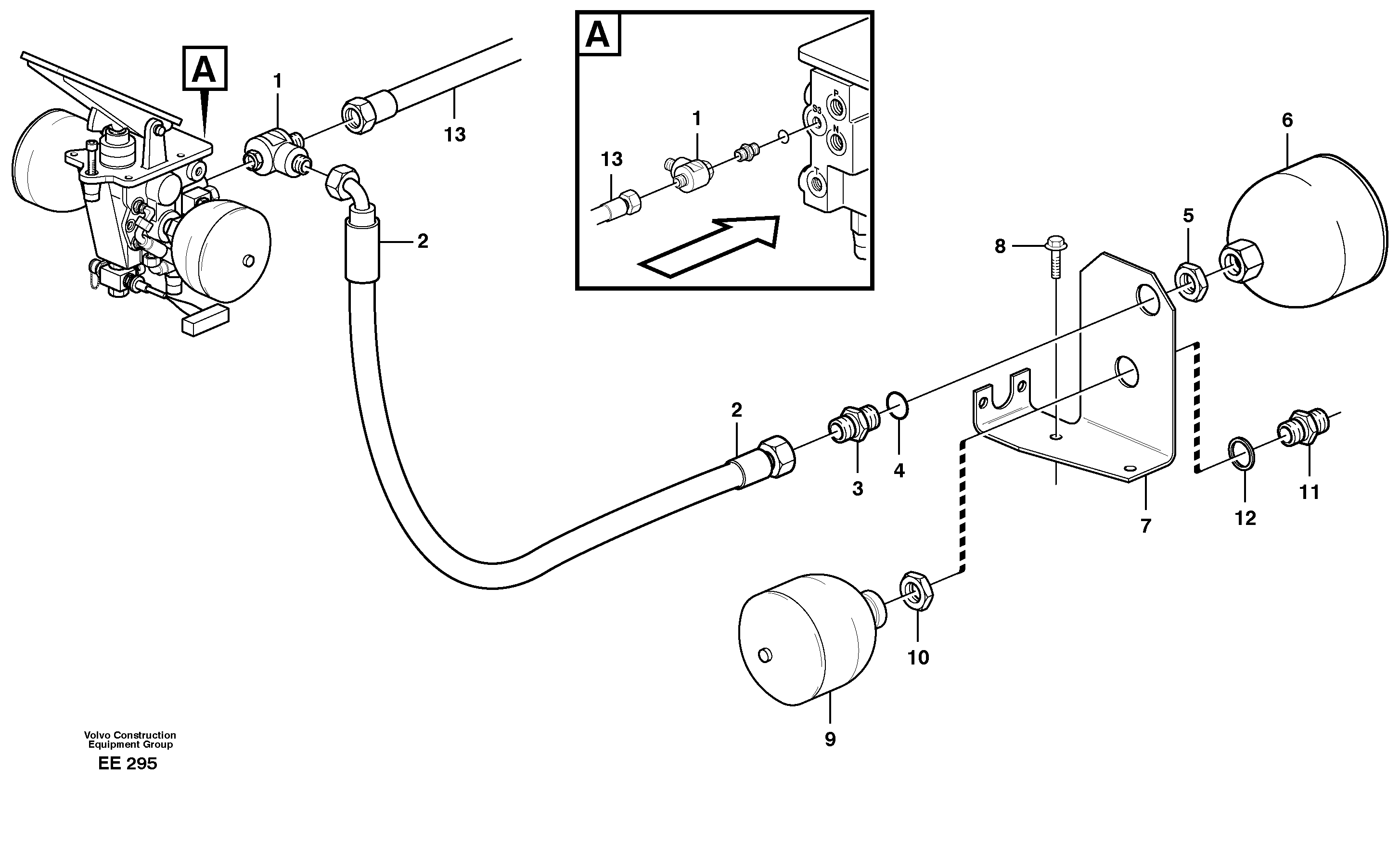 Схема запчастей Volvo L120D - 22361 Footbrake valve with clutches L120D