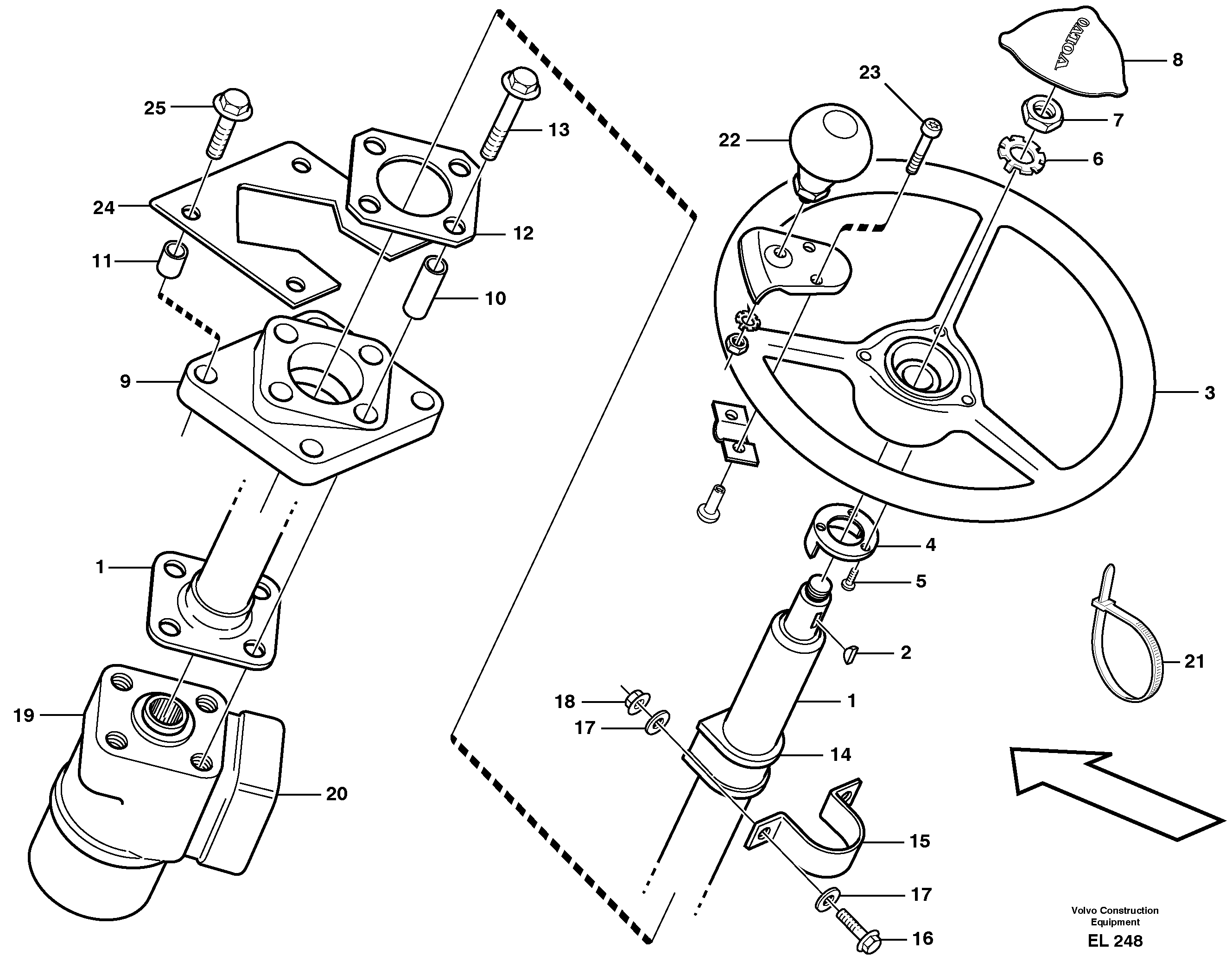 Схема запчастей Volvo L120D - 86958 Steering column with fitting parts L120D