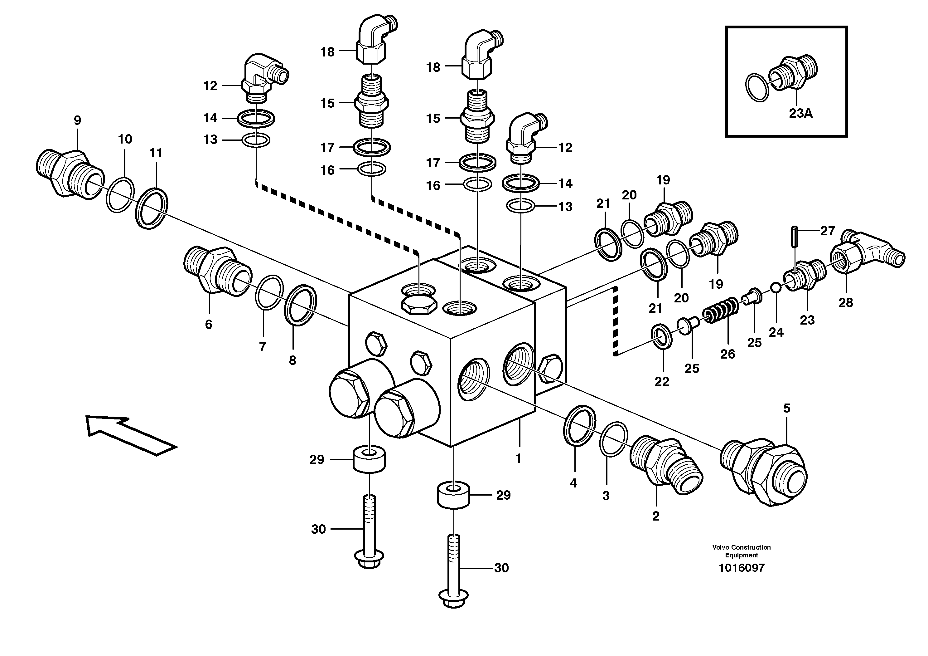 Схема запчастей Volvo L120D - 10596 Shift valve with fitting parts L120D