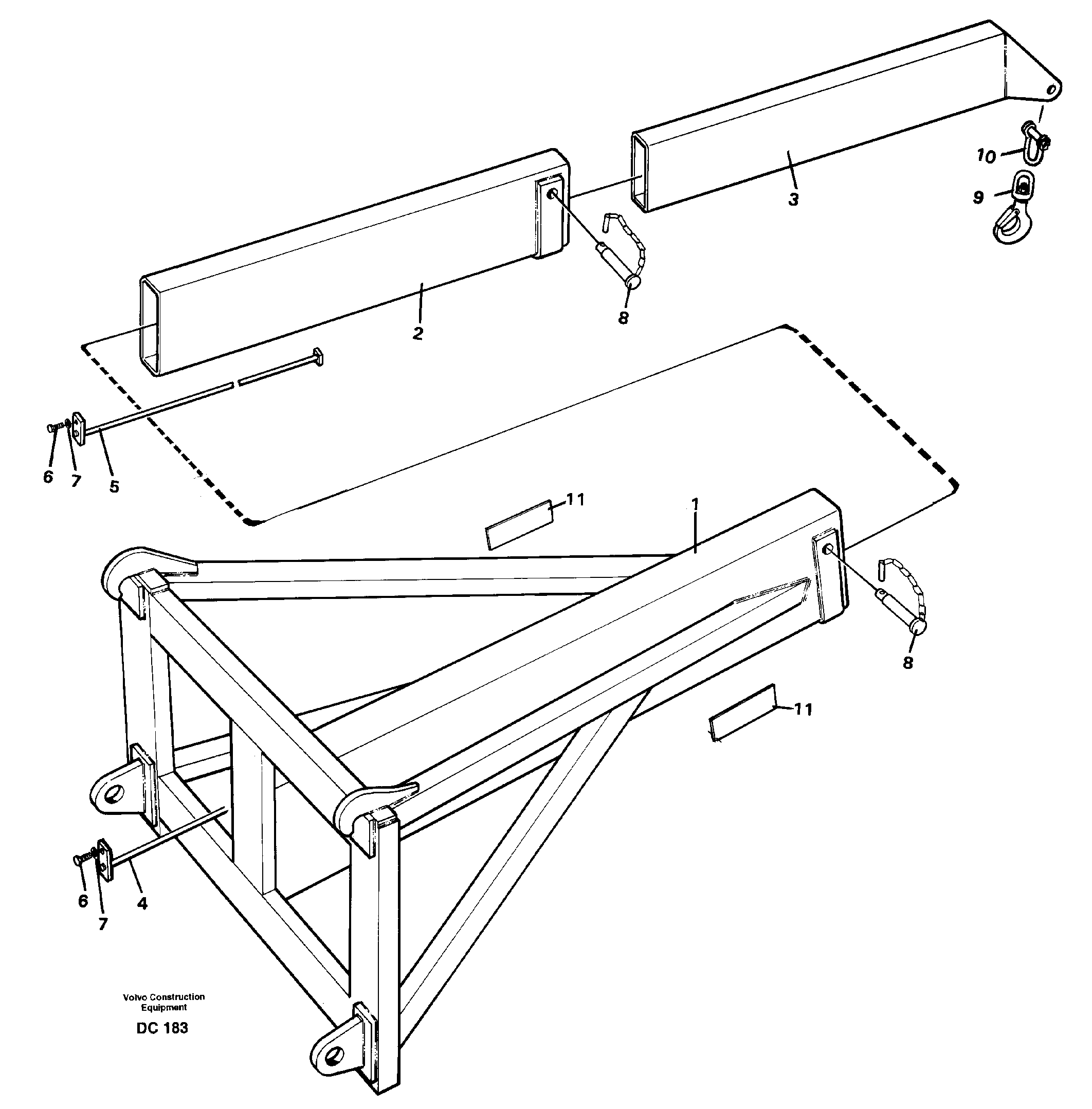 Схема запчастей Volvo L120D - 5100 Lifting arm, 3 - section ATTACHMENTS ATTACHMENTS WHEEL LOADERS GEN. D - E