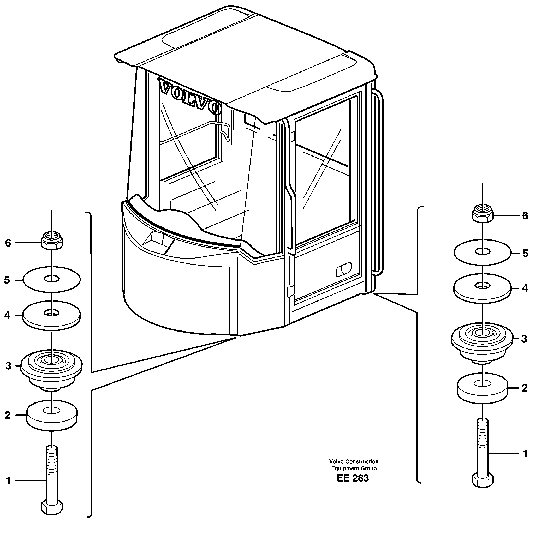 Схема запчастей Volvo L120D - 22379 Drivers cab, mounting block L120D