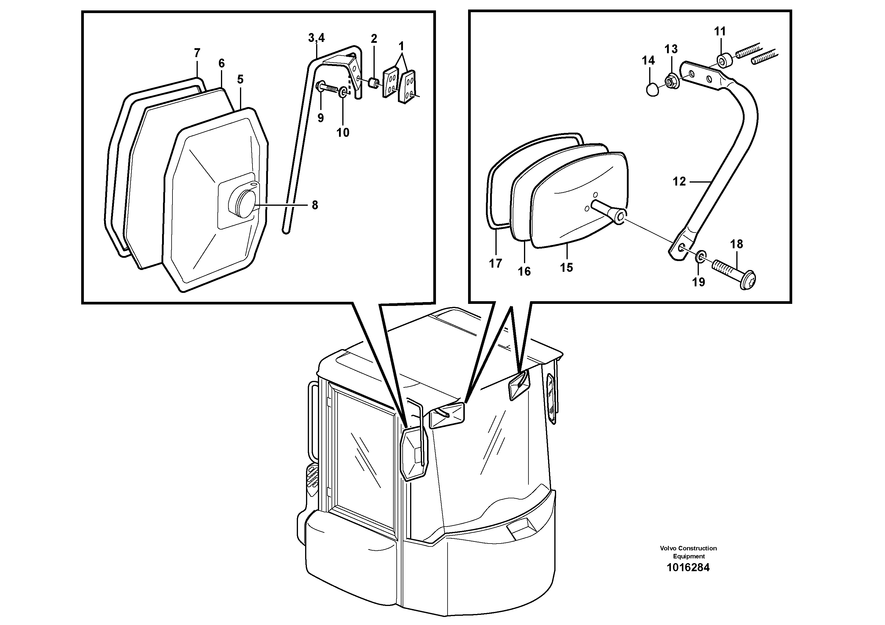 Схема запчастей Volvo L120D - 90636 Rear view mirror L120D