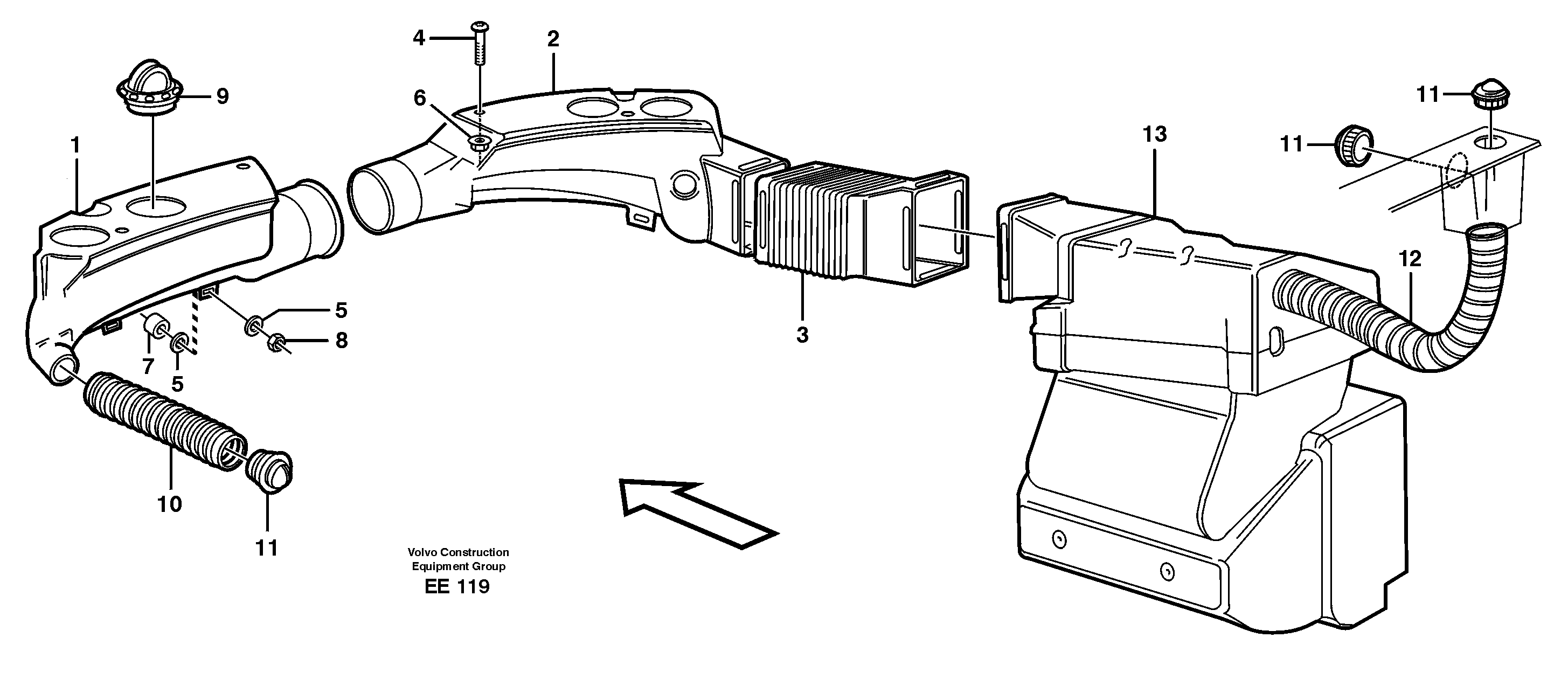 Схема запчастей Volvo L120D - 4613 Air ducts L120D