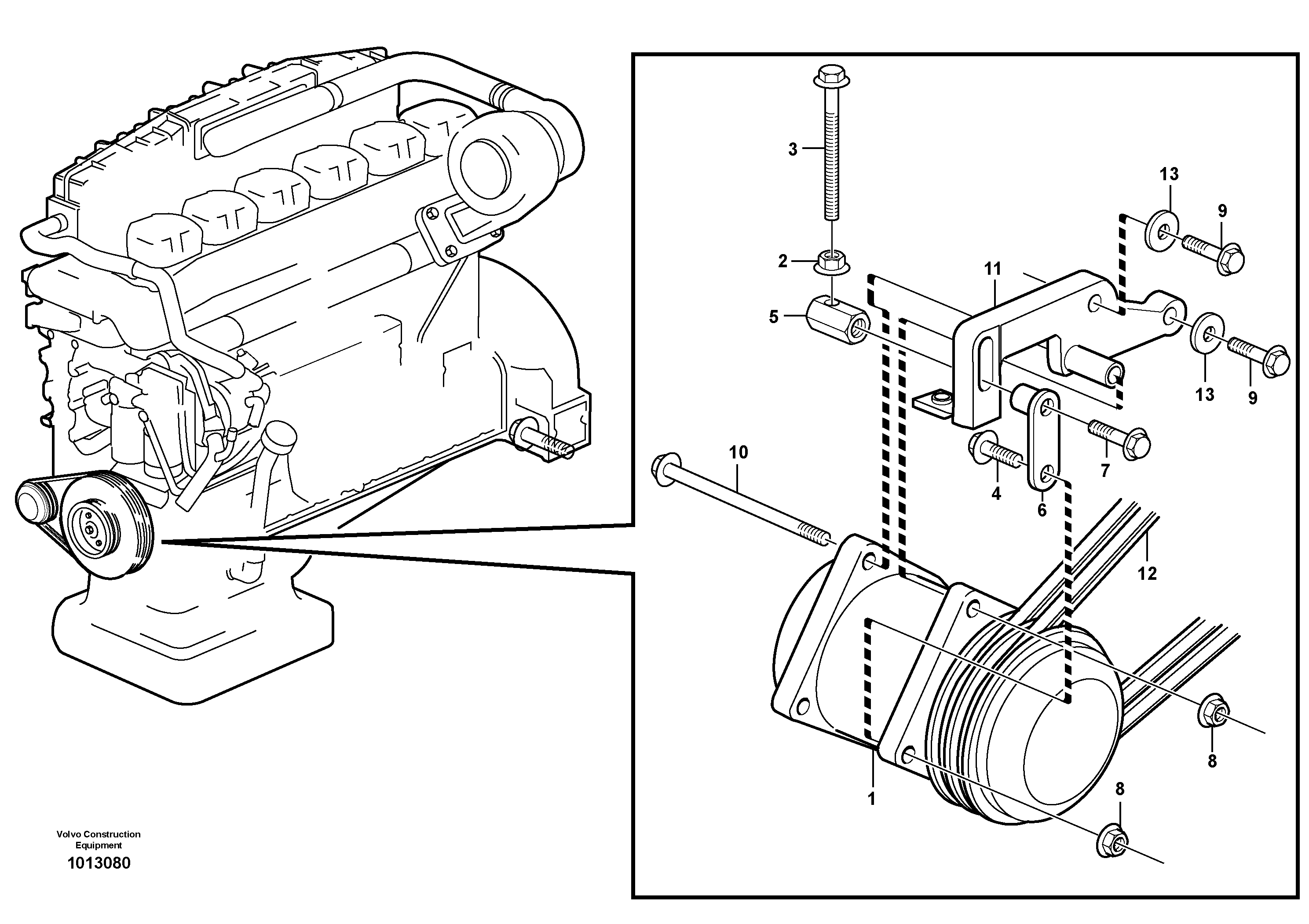 Схема запчастей Volvo L120D - 36796 Compressor for cooling agent R134a with fitting parts L120D