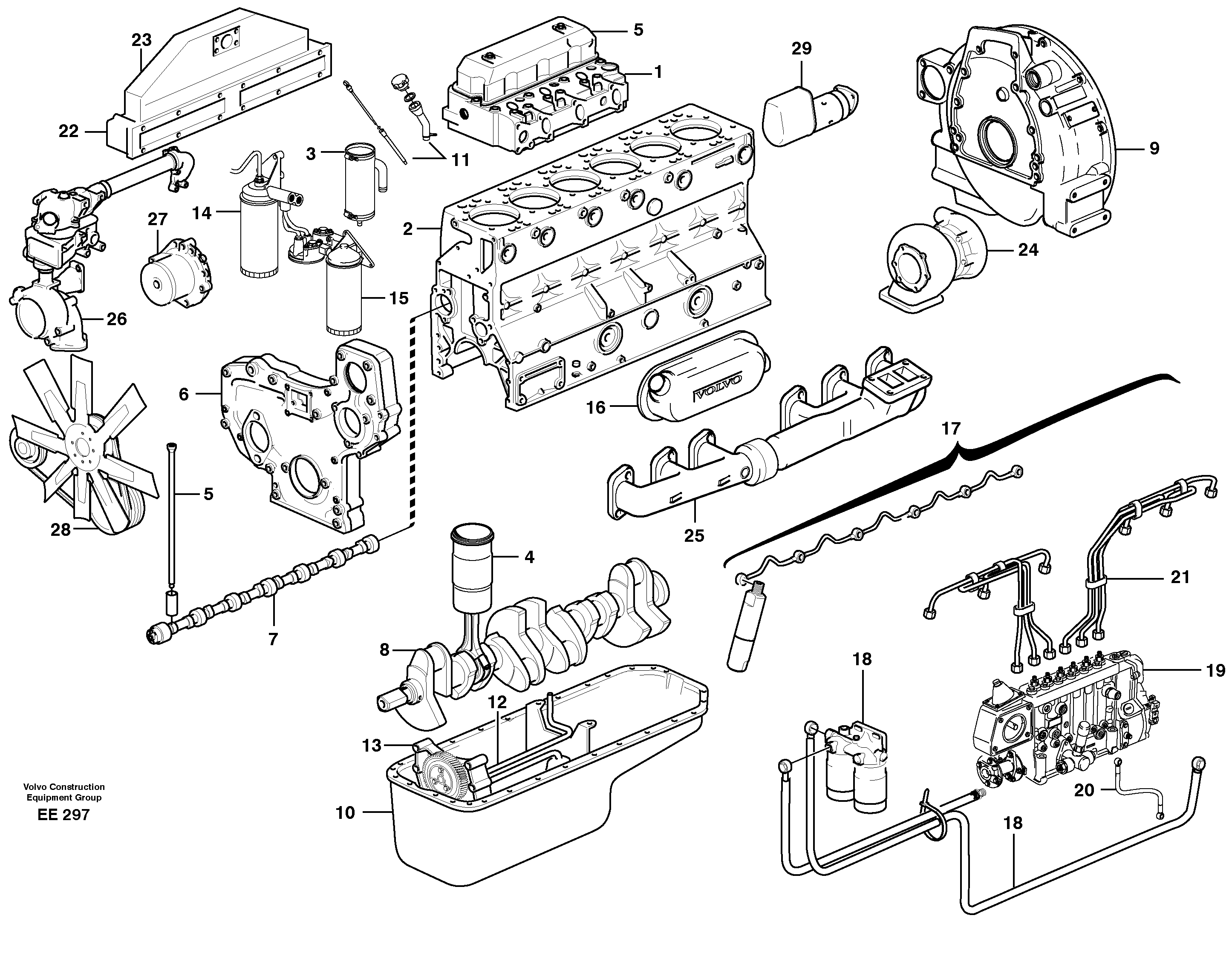 Схема запчастей Volvo L120D - 25250 Двигатель в сборе L120D