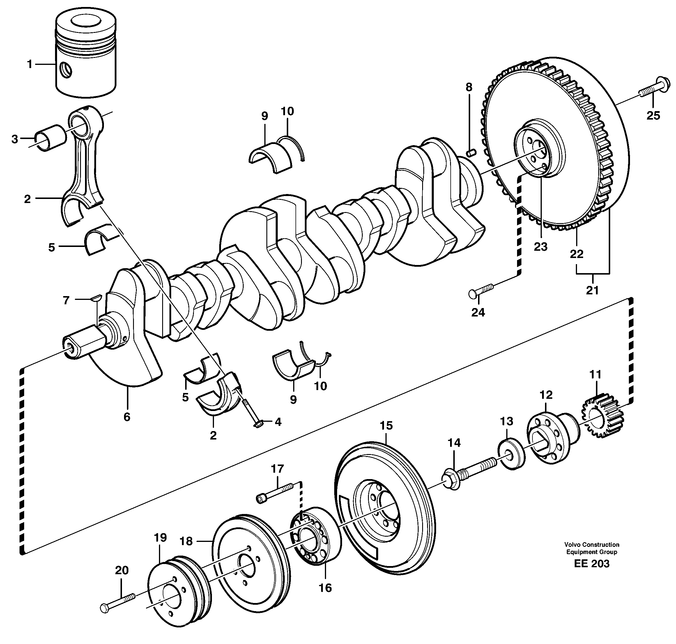 Схема запчастей Volvo L120D - 2831 Crankshaft and related parts L120D