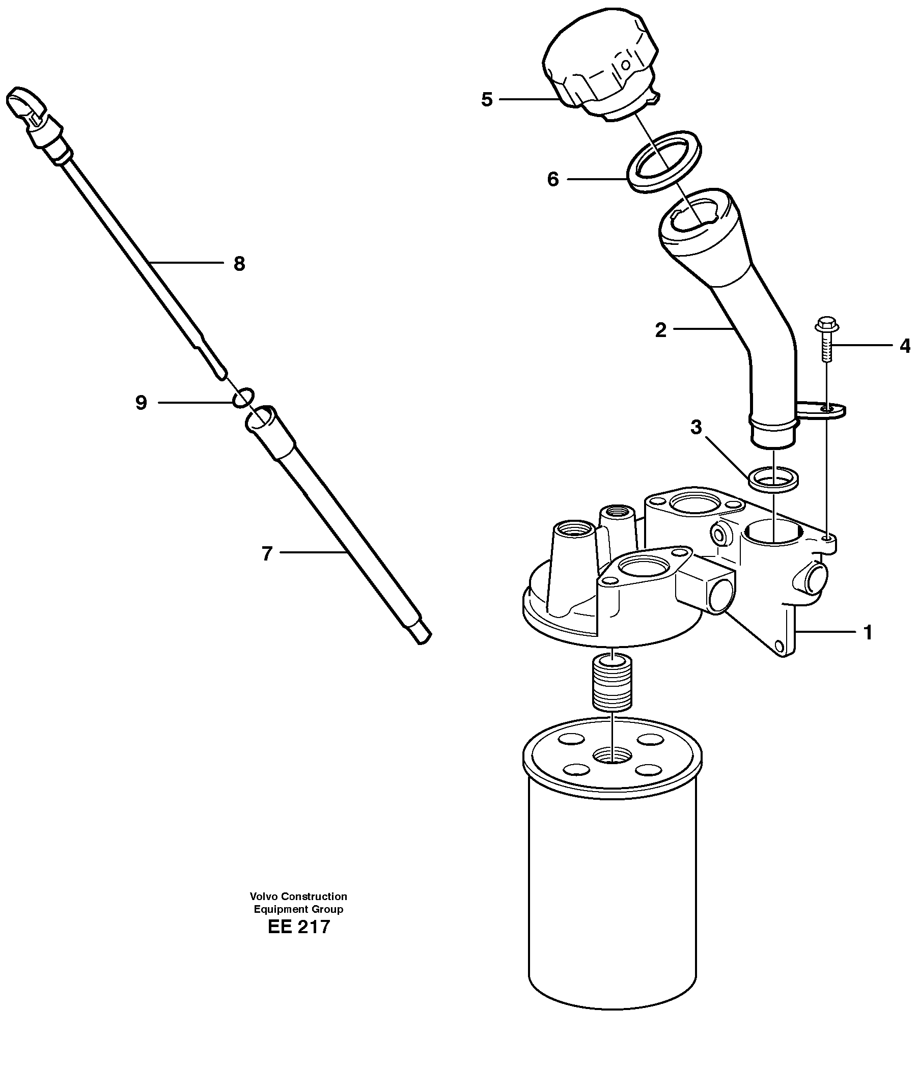 Схема запчастей Volvo L120D - 19995 Oil filler and dipstick L120D