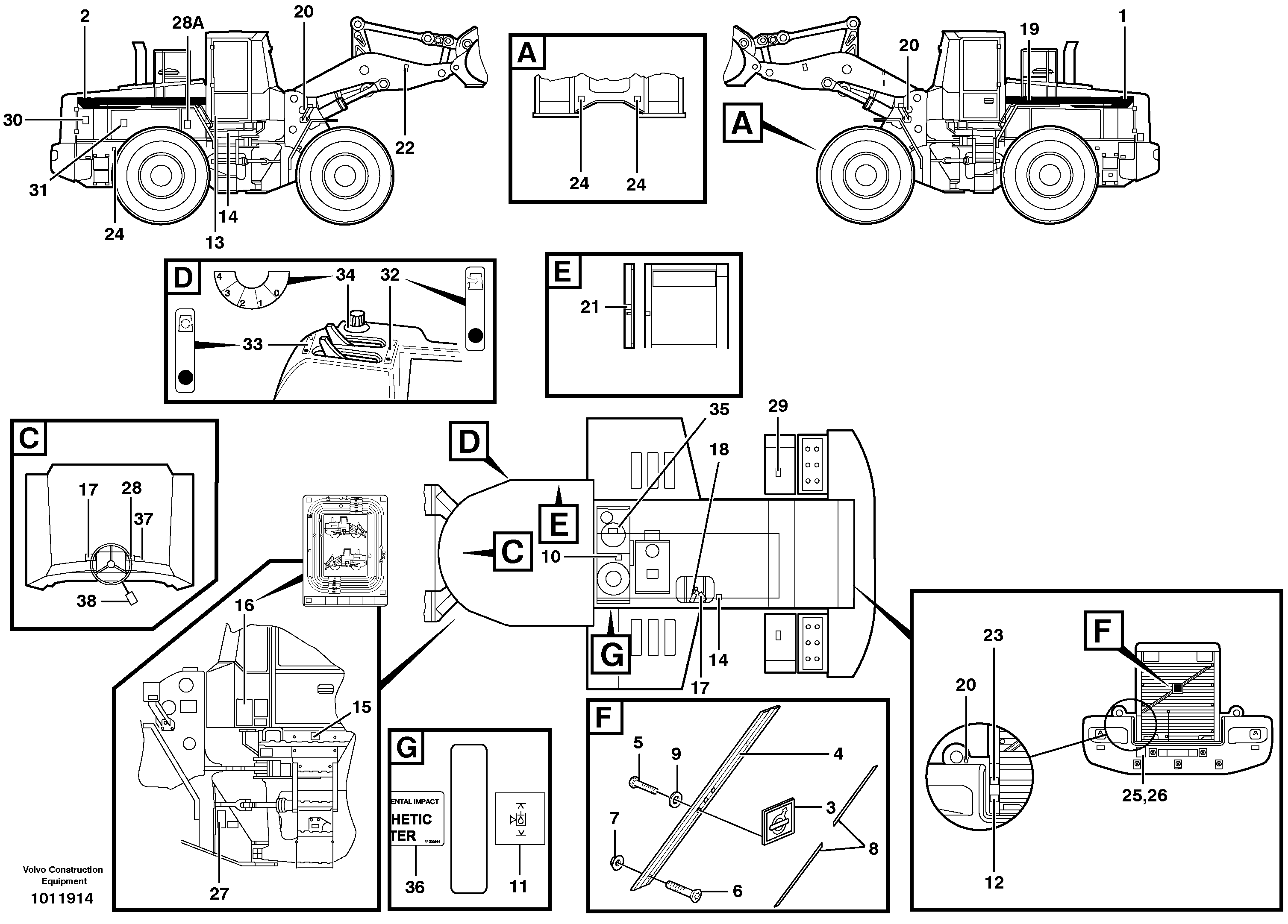 Схема запчастей Volvo L120D - 4617 Sign plates and decals L120D