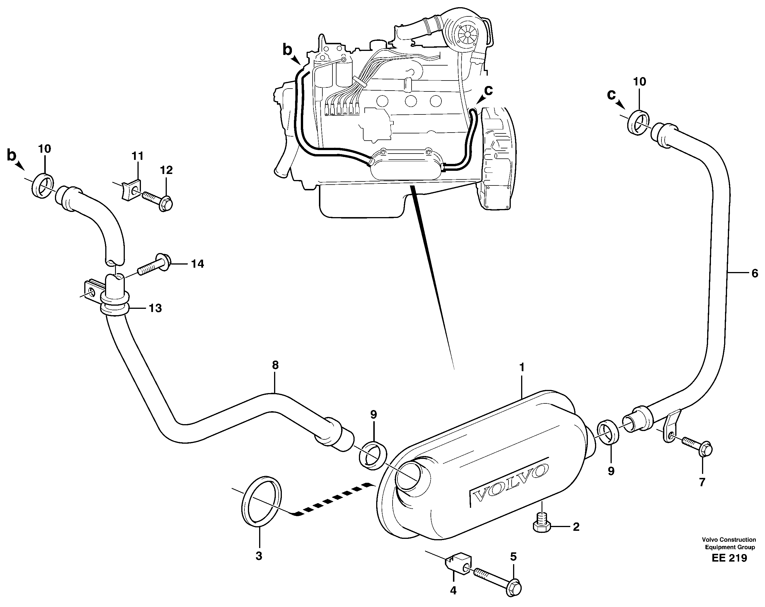 Схема запчастей Volvo L120D - 14072 Oil cooler with hoses L120D