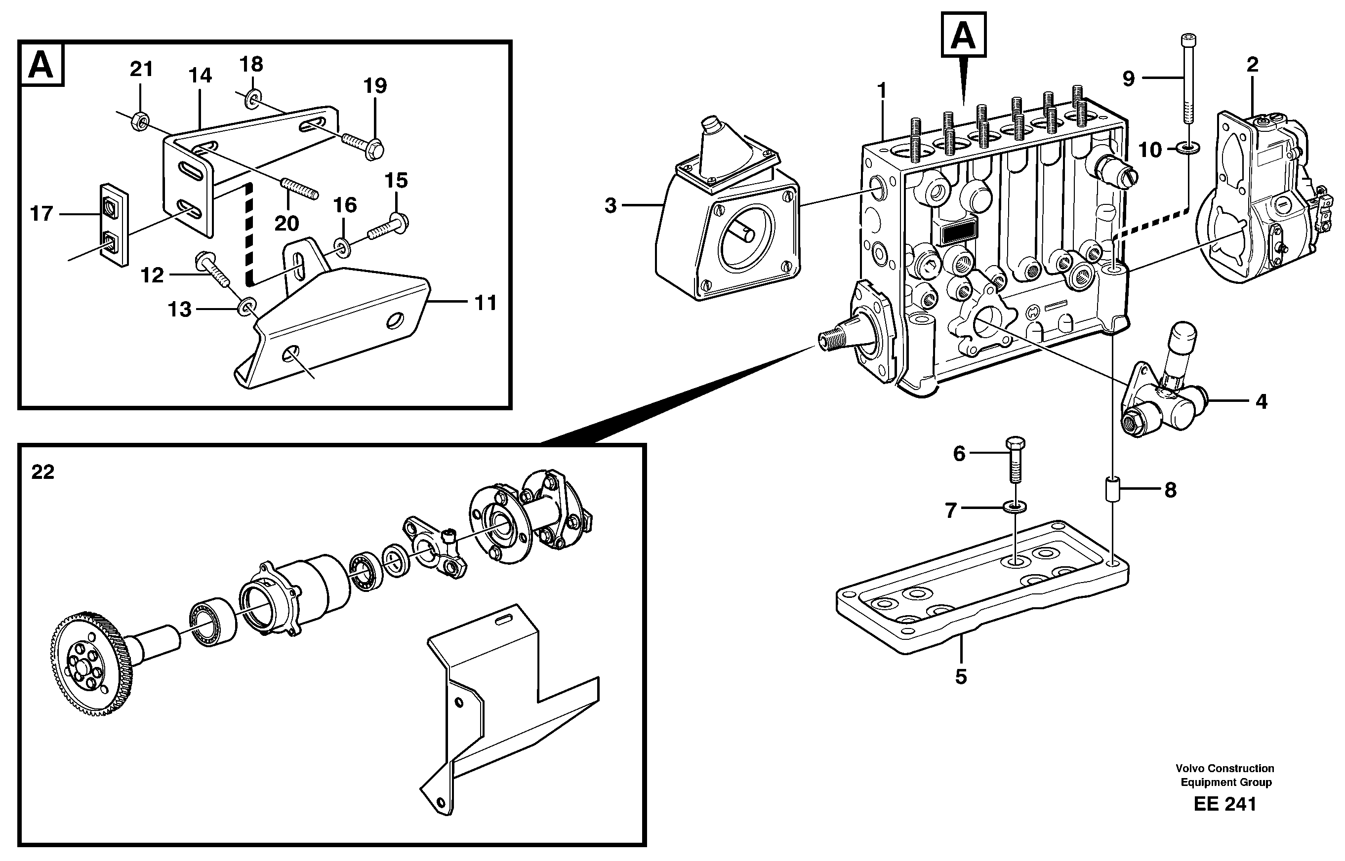 Схема запчастей Volvo L120D - 91267 Fuel injection pump with fitting parts L120D