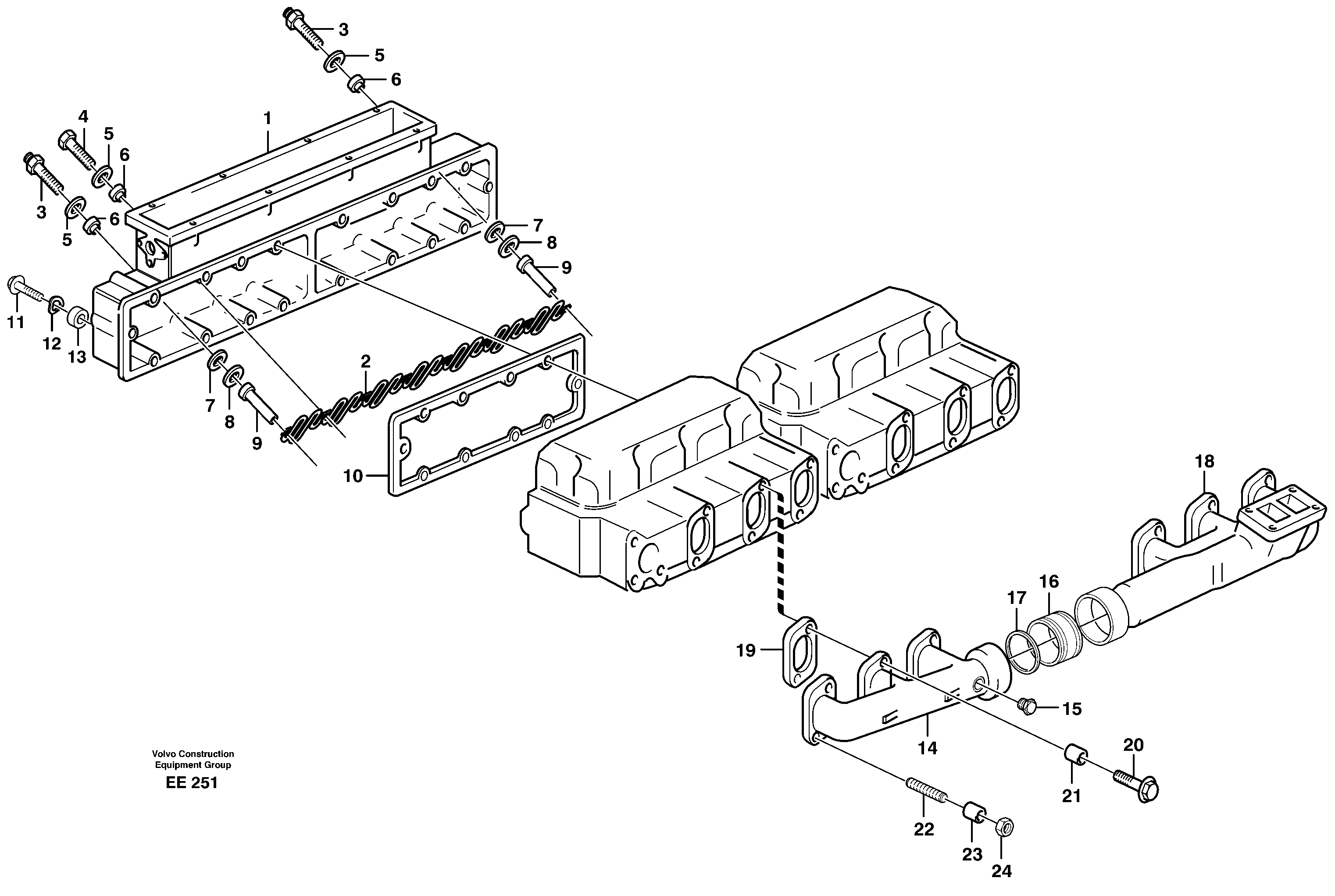 Схема запчастей Volvo L120D - 50117 Inlet manifold and exhaust manifold L120D