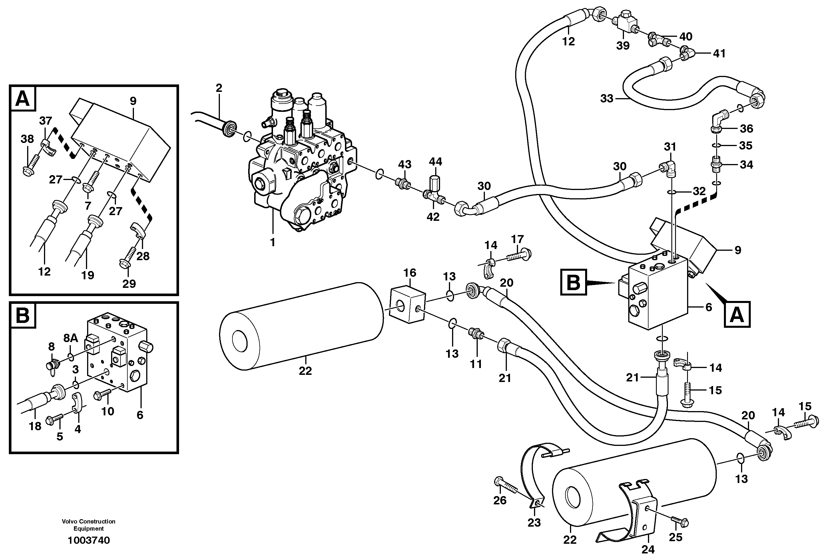 Схема запчастей Volvo L120D - 70747 Boom suspension system L120D