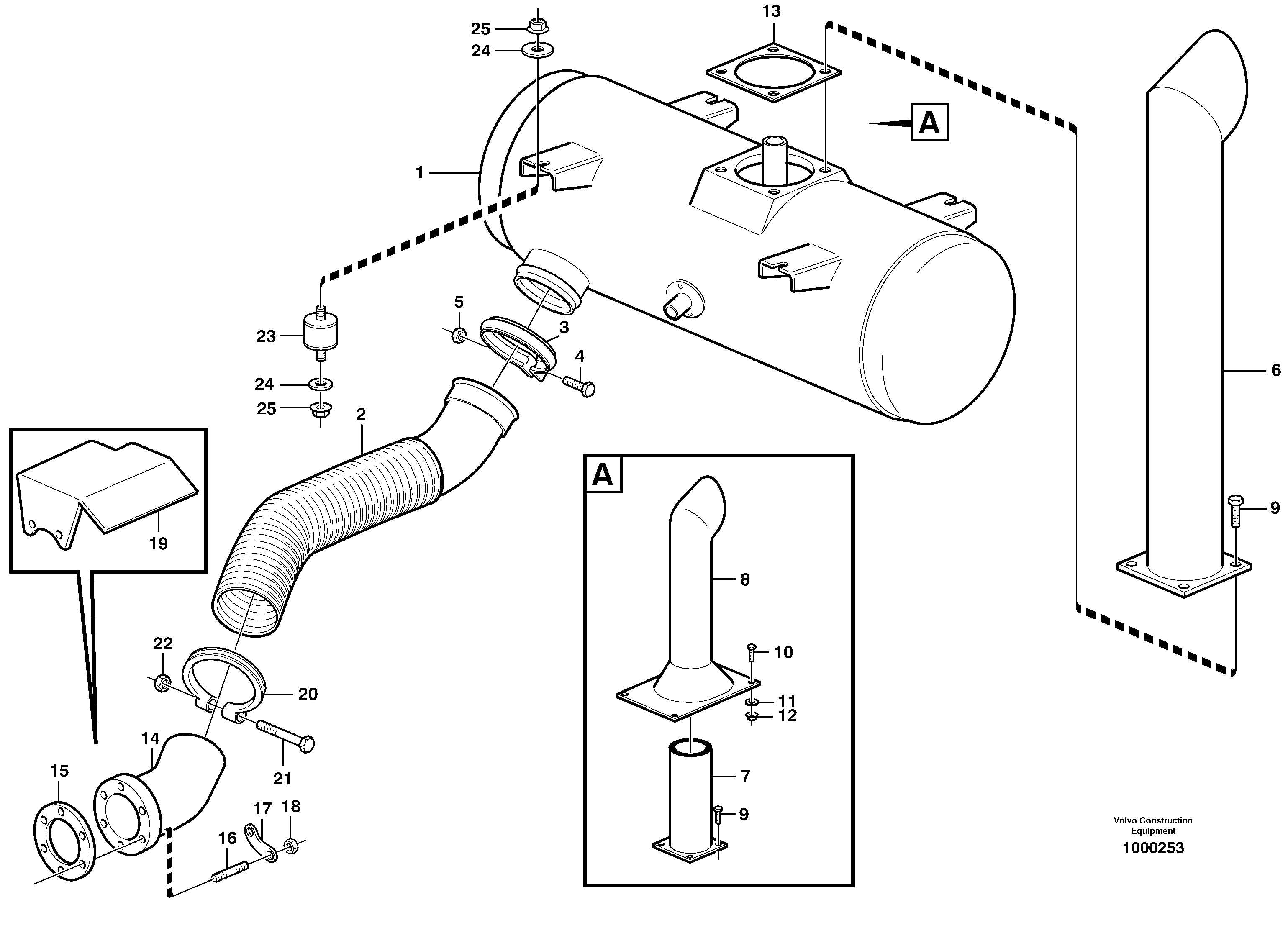 Схема запчастей Volvo L120D - 2986 Exhaust system, silencer L120D