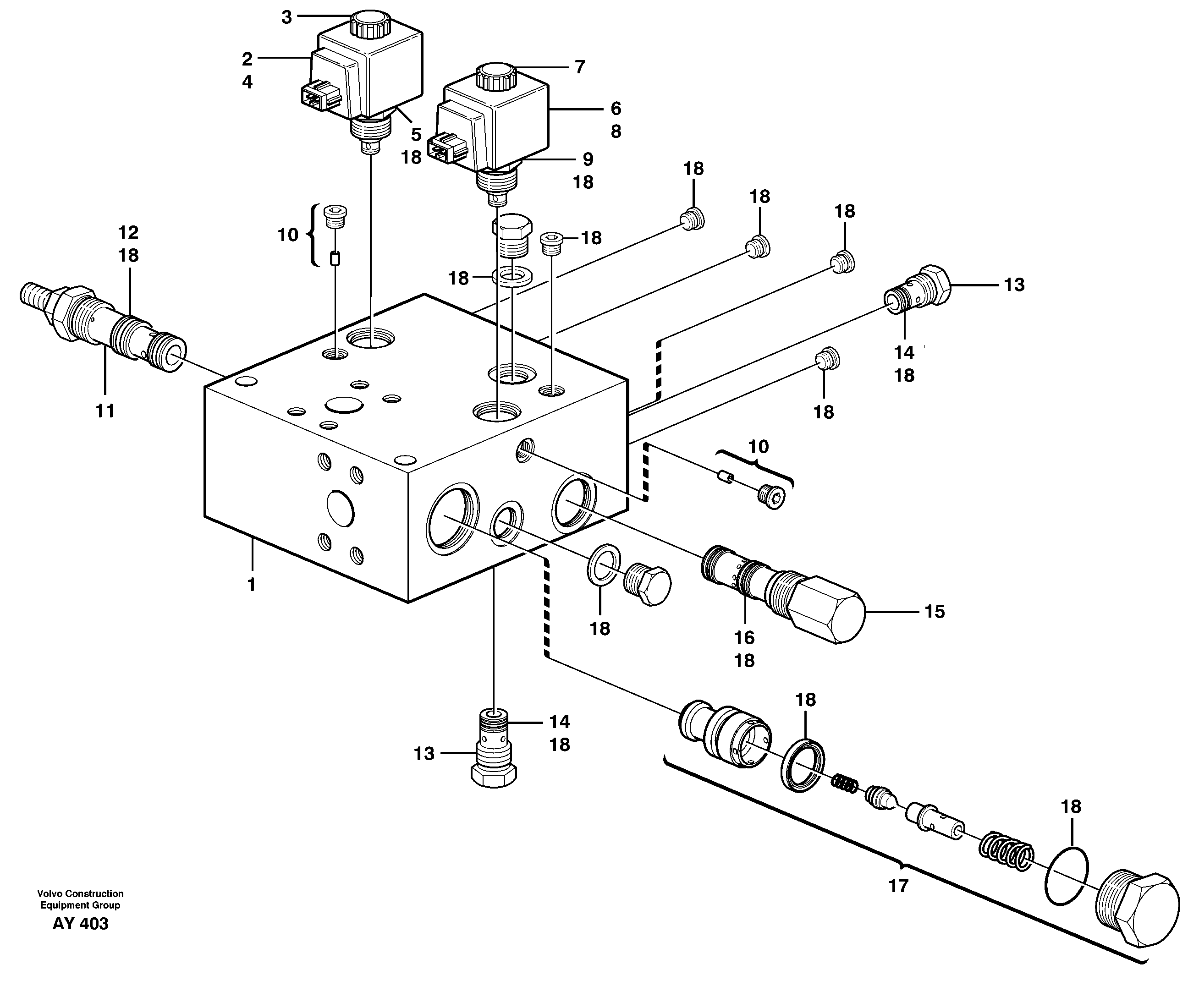 Схема запчастей Volvo L120D - 83012 Valve, circuit body and return valve L120D